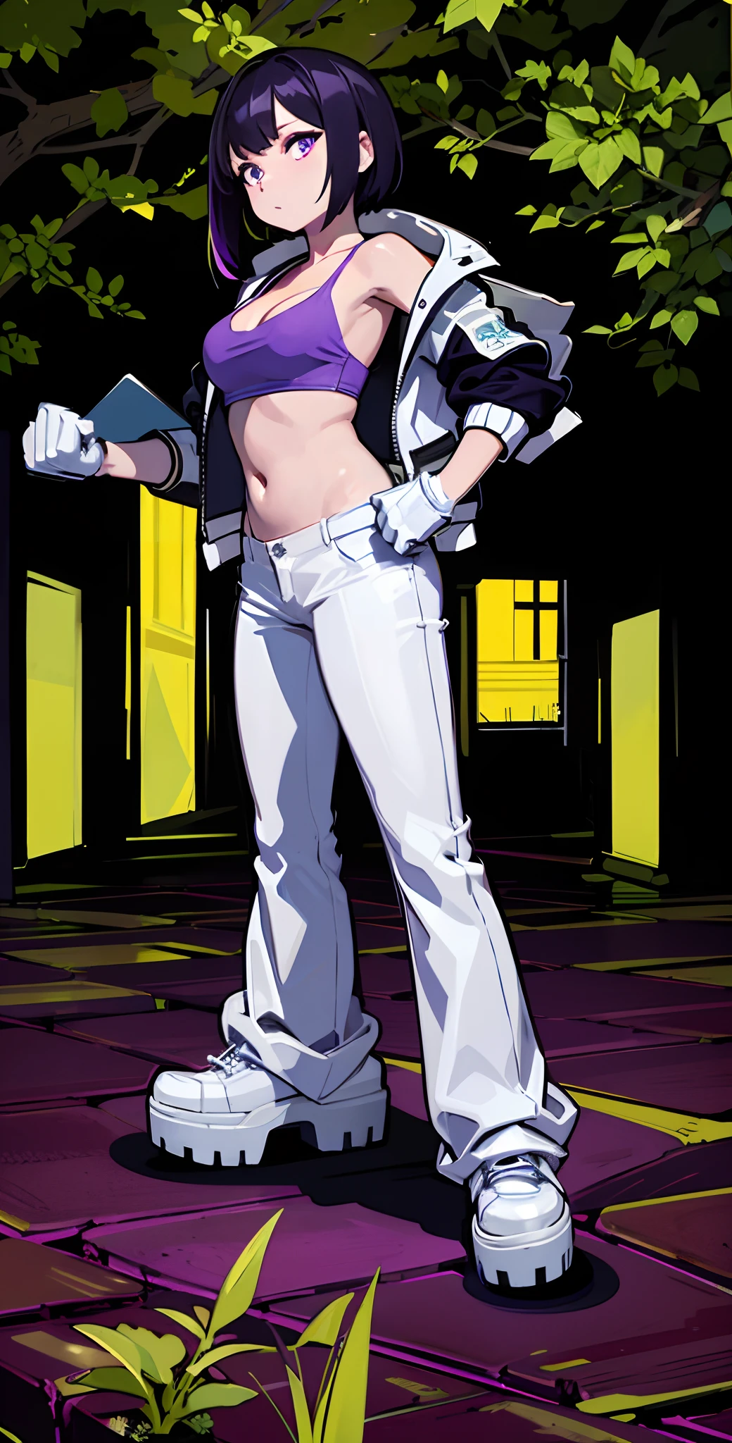 hands making fists, violet gloves