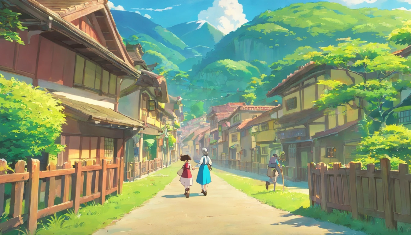 (Establishing shot) My uncle and his fifteen-year-old daughter have returned to Fuyun town after living abroad in South America for a long time.
