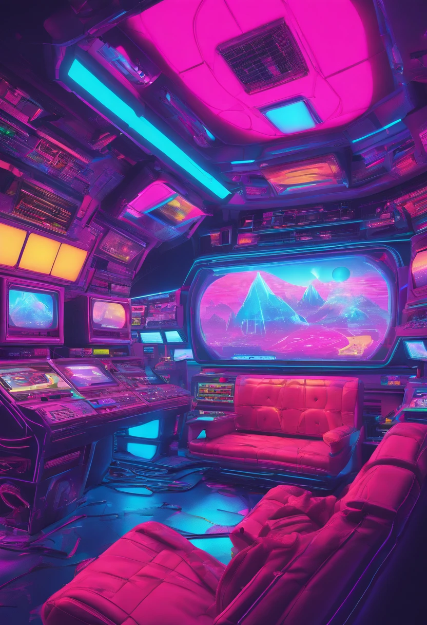 Futuristische, 8K, gaming room, 3 monitor, RGB, spaceship Design, Sloping roof
