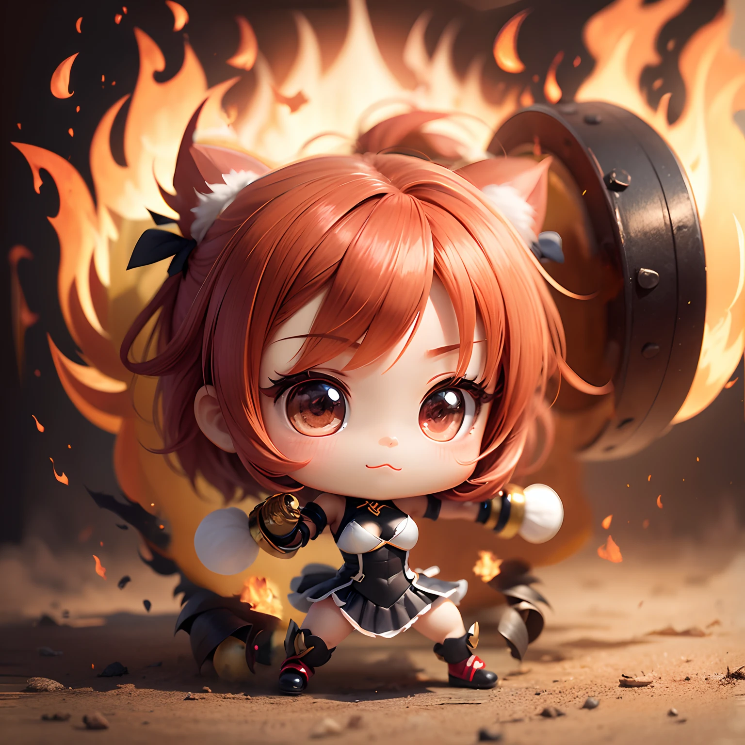 Flames and black smoke