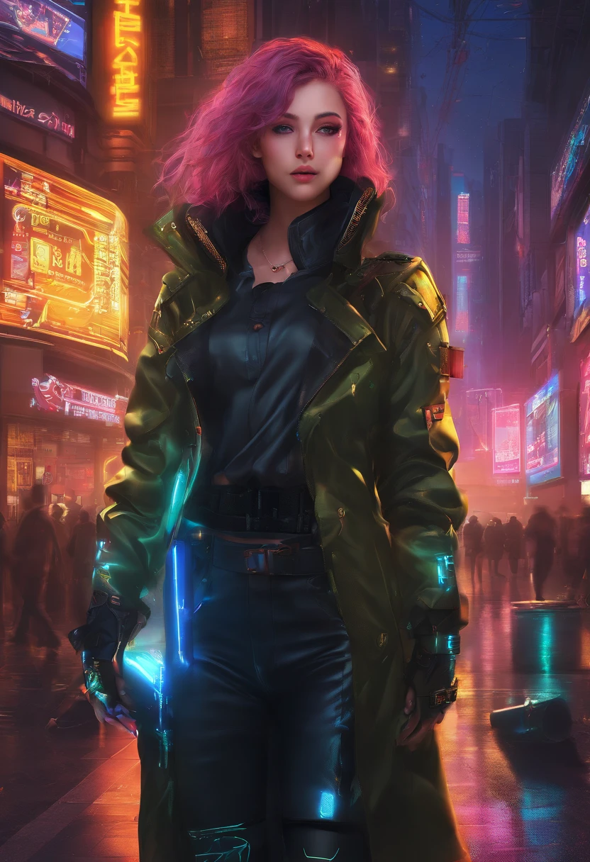 teens girl，Golden pupils，cabelos preto e longos，dishiveredhair，black greatcoat，the scientist，starryskybackground，Gold is the main color，