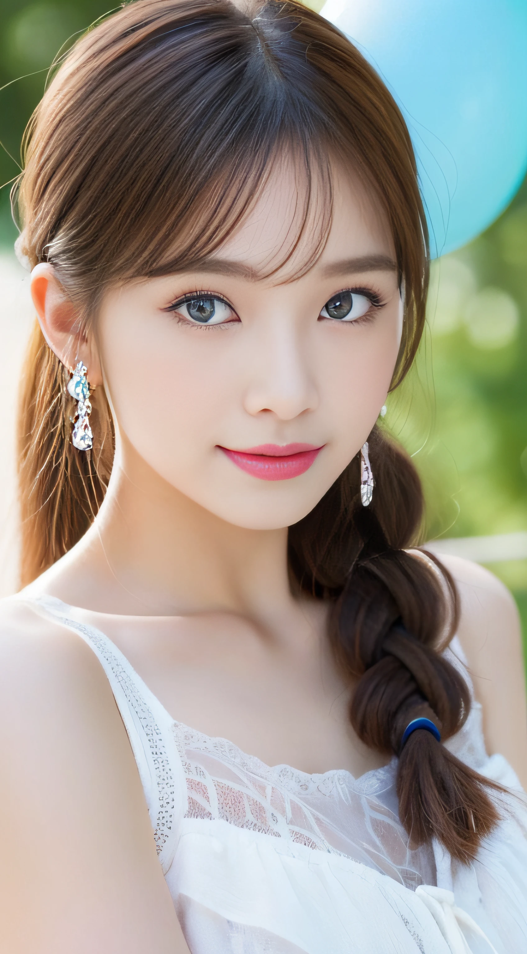 lightsmile, (((Huge breasts))) (MASTERPIECE:1.2),(CGI ART:1.3),(REALISTIC:1.5),(POST PROCESSING:1.3),(SHARP FOCUS:1.3),8K,1 girl in the bedroom,((The upper part of the body)),((White dress)), (((shinny skin))), (wide shot:1.4), window, (((Pastel balloons MESS IN Background))), (high shadows detail) , (illustratio:1.2), (ulzzang-6500 :1.0)、((HDR))、(((32K,very high res, high detailing, highly accurate,Masterpiece Girl 1))),Raw photo & realistic atmosphere,beautiful dark blue eyes,Detailed mouth,Glossy lips,Detailed eyebrows,Soft white skin that shines with every detail,,Eyes drawn in detail、Very beautiful eyes with azure eyes,Detailed lips、Very beautiful face,Very well-formed face、Lifelike face,shiny beautiful lips,Beautiful eyebrows,Infinite reality,Best design,(Insanely cute Japan ,Healthy style,Beautiful breasts with big breasts,Very cute beautiful girl,Little Girl:1.5)al Makeup,Japanese ido,Korean Idols,Young sensual idol,Moist eyes,Dark beautiful eyes,Beautiful butt,beauty legs,,camel's foot,,Skinny Fingers,Detailed beautiful legs:1.3),超A high resolution、,Natural and realistic face,Back lighting,Pure eyes are too cute,(((photorealisim))),Reality Live Action,(Fashionable earrings,,a necklace,A bracelet,gyuru,Glossy nail art:1.6),(Colorful cheergirl costume with high detail design,Cheerful Cheergirl,17-year-old loli girl,light brown hair,ded ponytails,,独奏,natural make up:1.7),(Beautiful cheerful girl,Show full-body costume,squatting and opening legs,amorous,I'm rooting for you,Packed match venues:1.8)Laugh more, Laugh more,Amazingly beautiful female athletes, lace top,(Super White Metallic Bright Red Holographic Lace Top:1.2), Chic muscular body:1.4,(top-quality、8K、32K、masterpiece、nffsw:1.3),(Photorealsitic:1.4),(The ultra -The high-definition),(Ultra-realistic 8kCG),Raw photography, Half body shot, Beautiful shadow gradient, Colossal tits, Perfect Lighting, Beautiful and well-groomed face, beautidful eyes, Detailed lips, Double eyelids, Red Rainbow Matt Latex Rubber erotick Hotel a bed natta Matte Gloss Cyan Green Orange Red Purple Black Magenta Blue Lime Green ,The background is a simple color