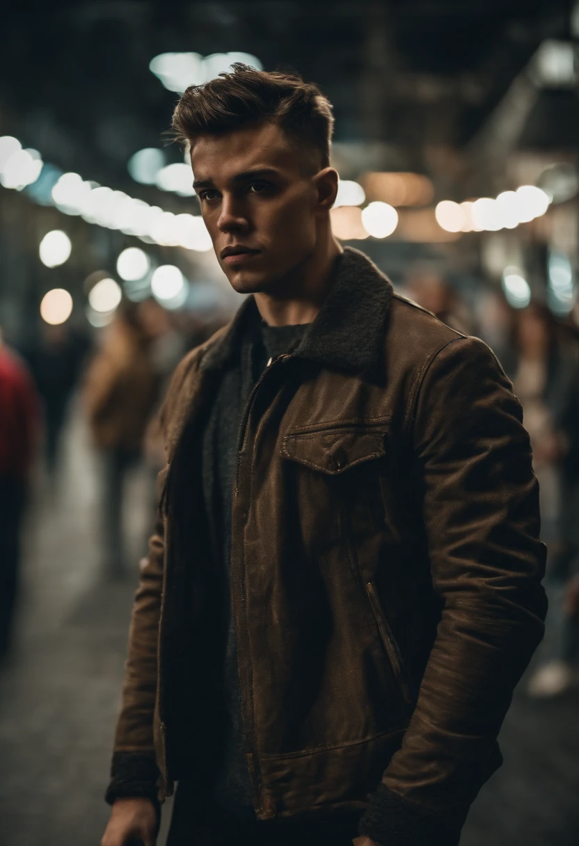 Change background cyberpunk handsome boy realestic face