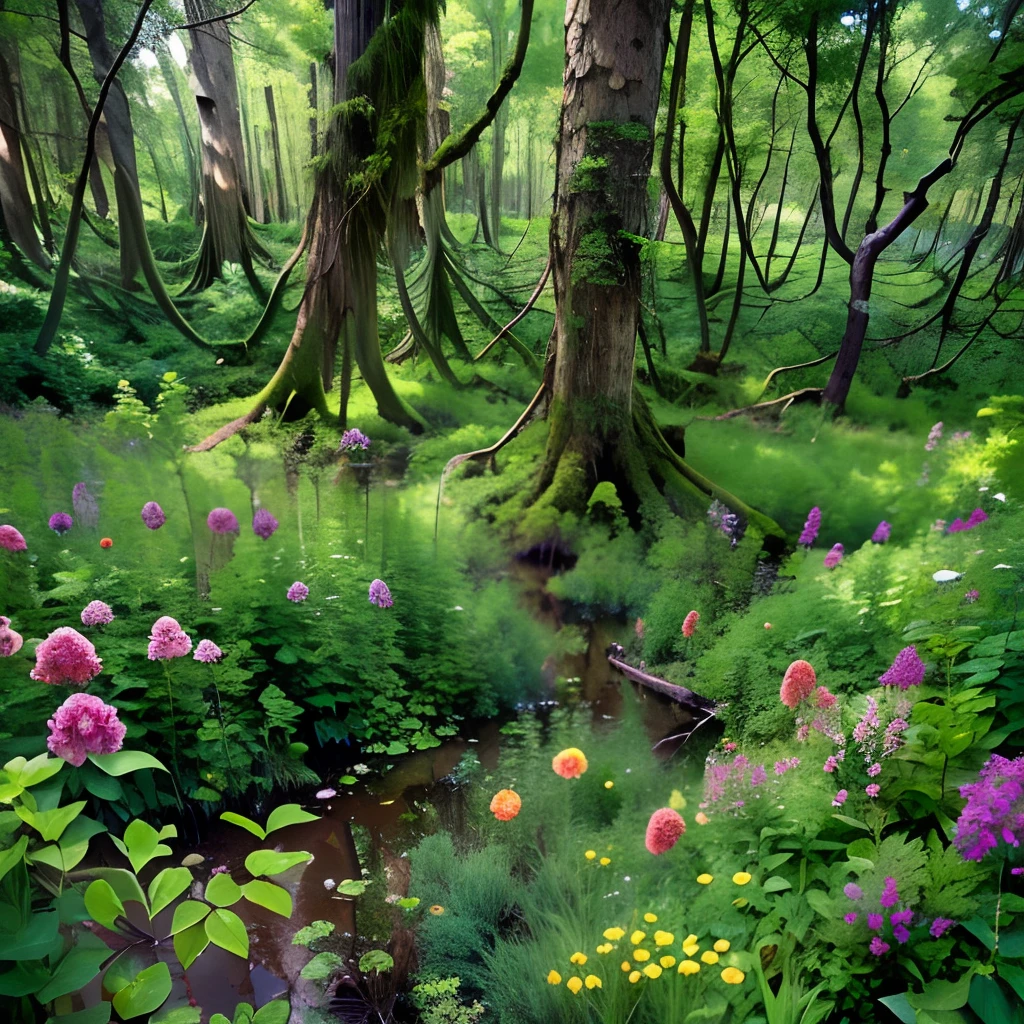 woods, Jungle, swamp, thicket, the trees, Deep forest, The thicket of the forest, Depths of the forest, Ancient Forest, Herbage, Flowers, the trees