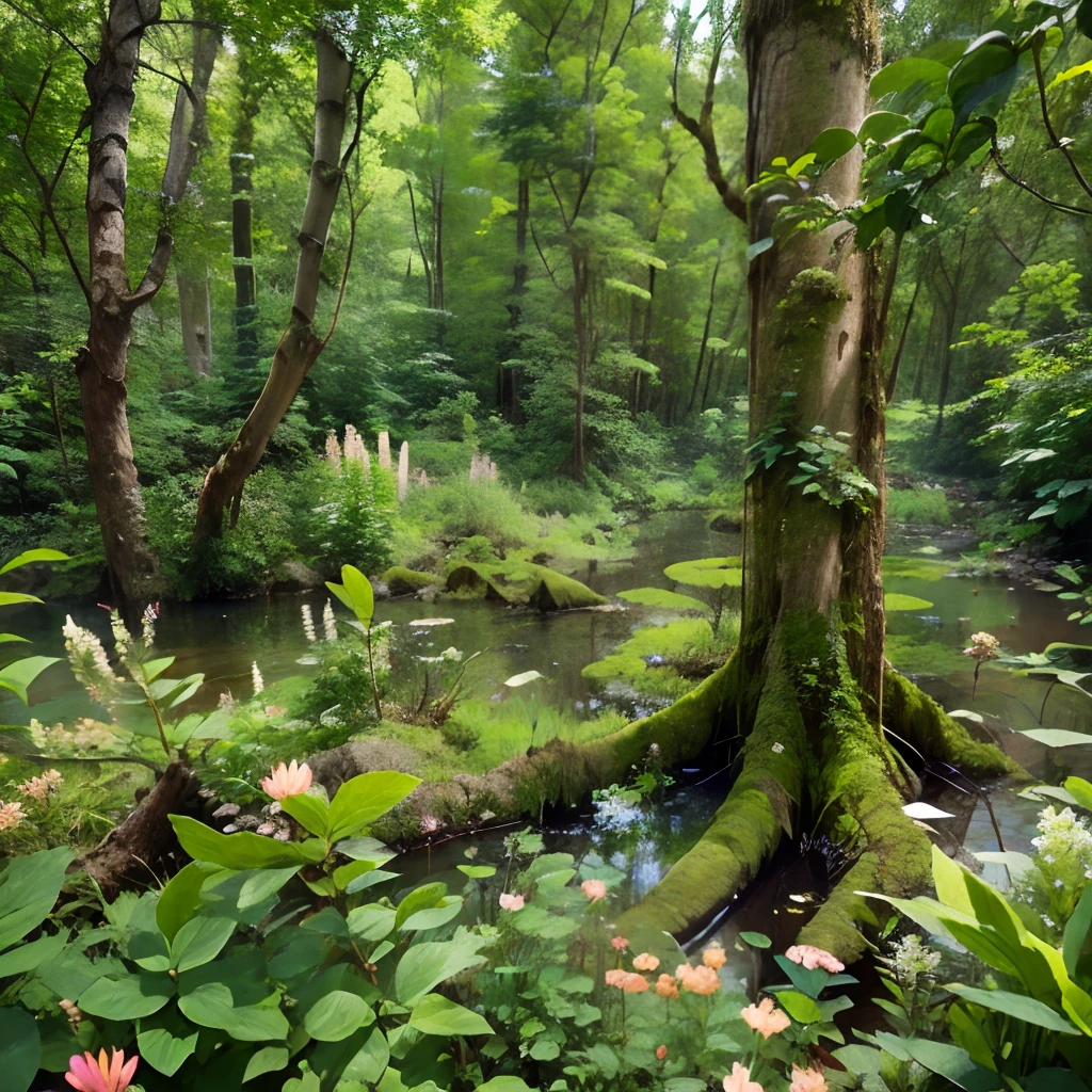 woods, Jungle, swamp, thicket, the trees, Deep forest, The thicket of the forest, Depths of the forest, Ancient Forest, Herbage, Flowers, the trees