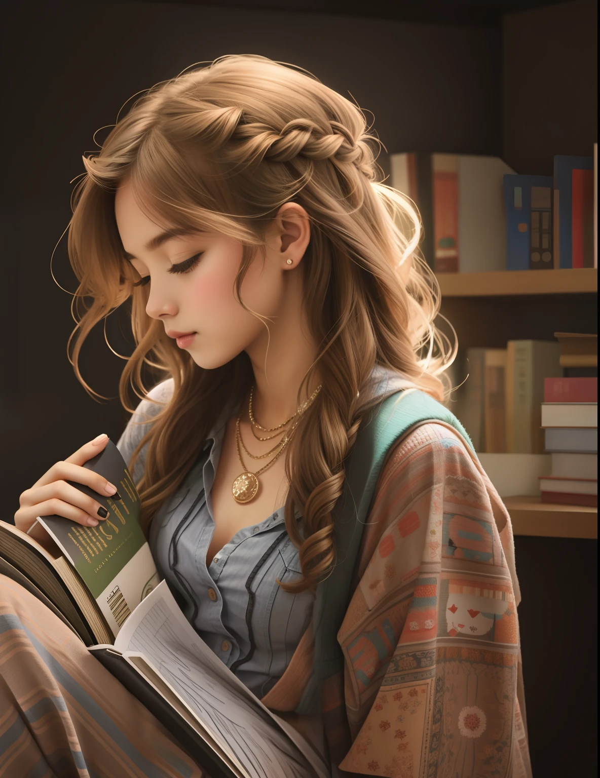 A cute girl reading book