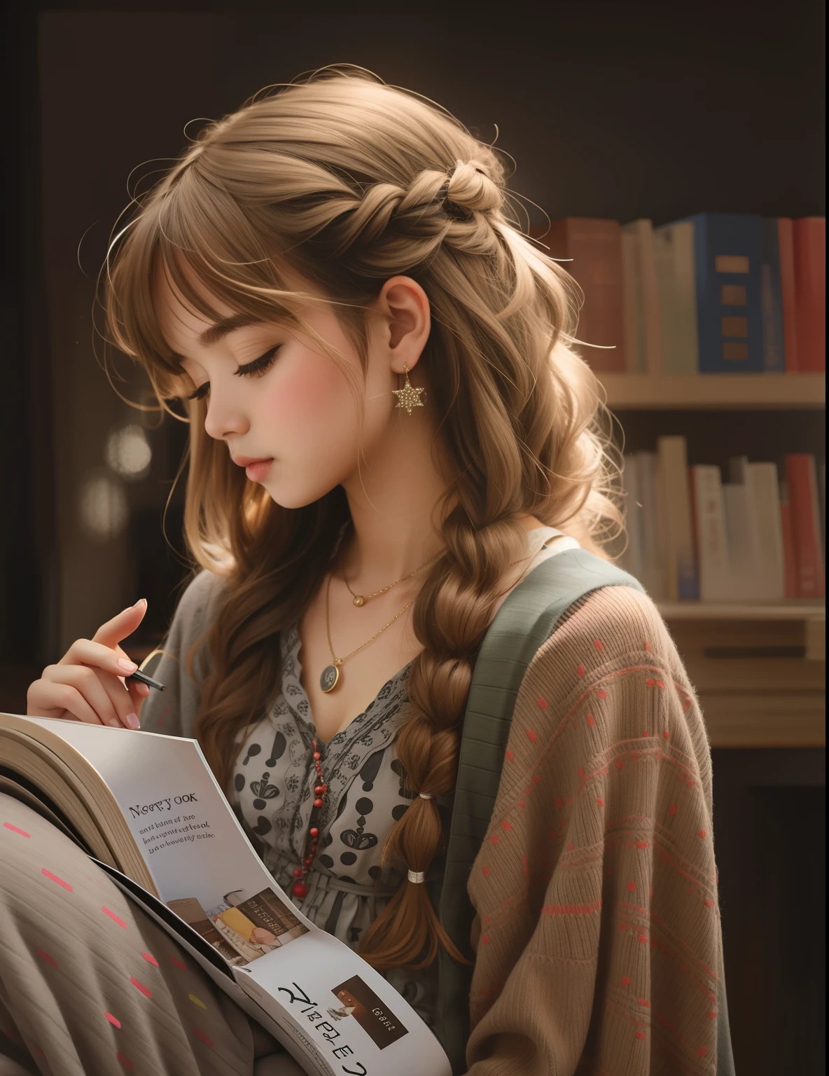 A cute girl reading book