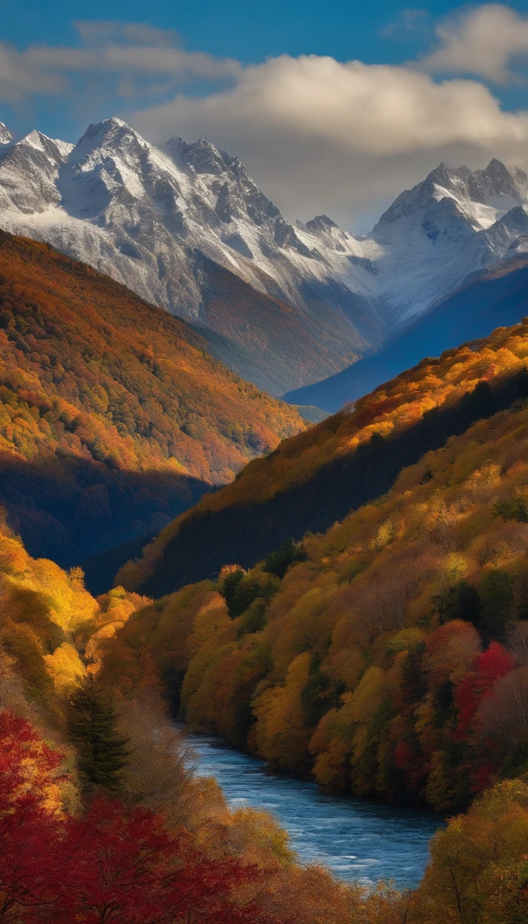 Mountains of the Southern Alps、Autumn leaves season