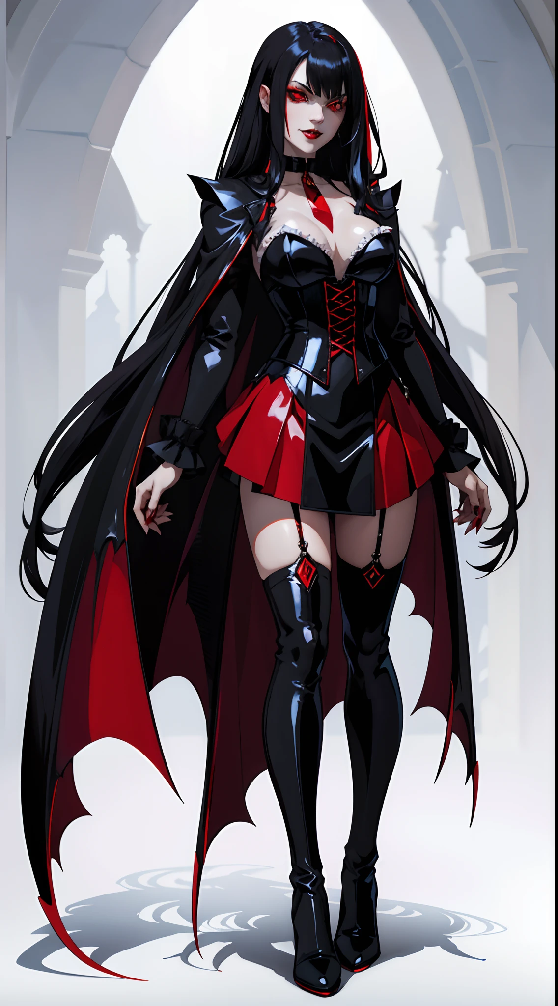 black, crimson, blood, demon, man, bad, queen, very high quality, very high detail, high quality eyes, full body