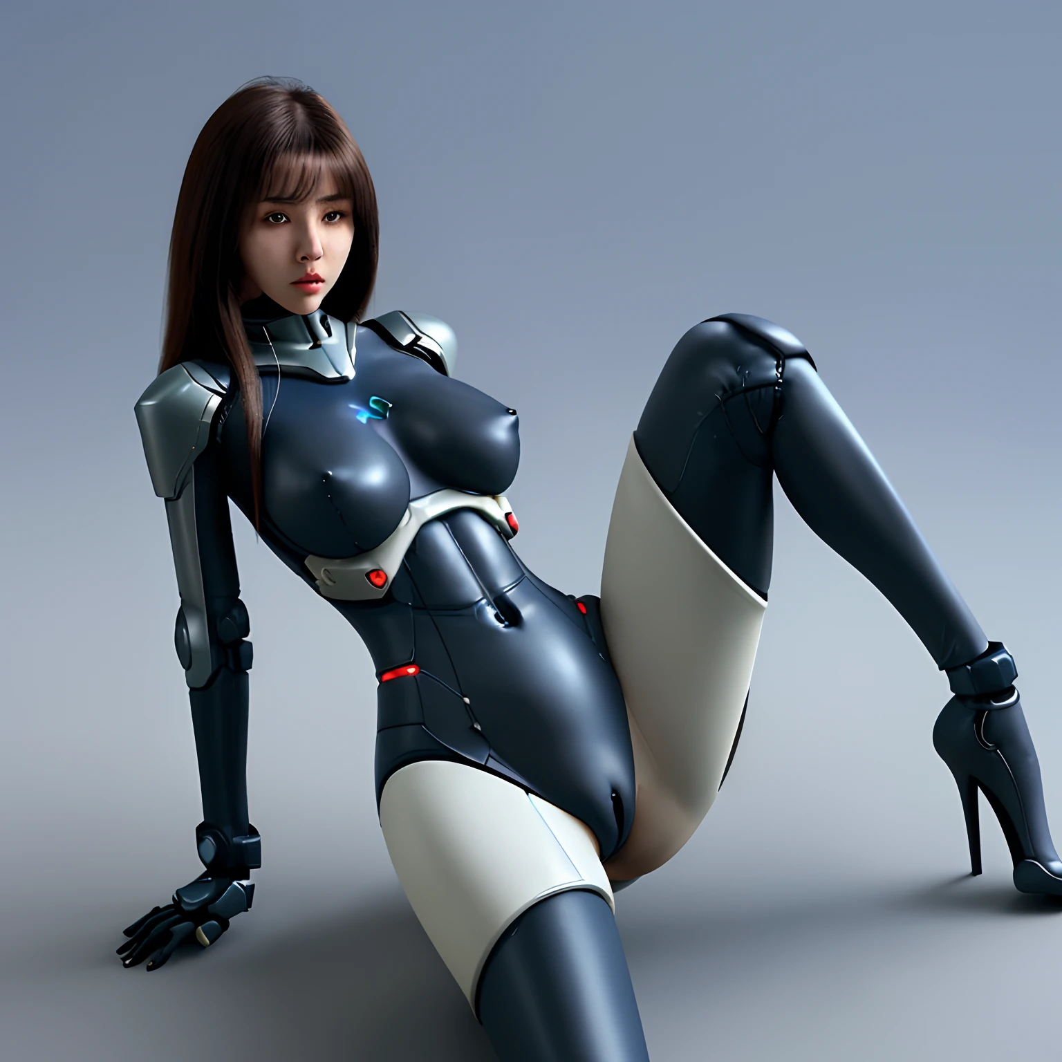 Female mech girl, robotic exo suit, futuristic, , skin tight, zero suit, cat suit,  , , .