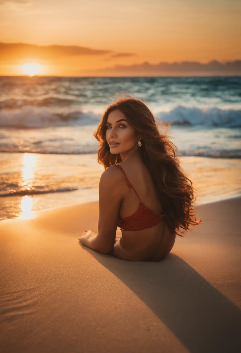 mulher em uma praia se brozeando