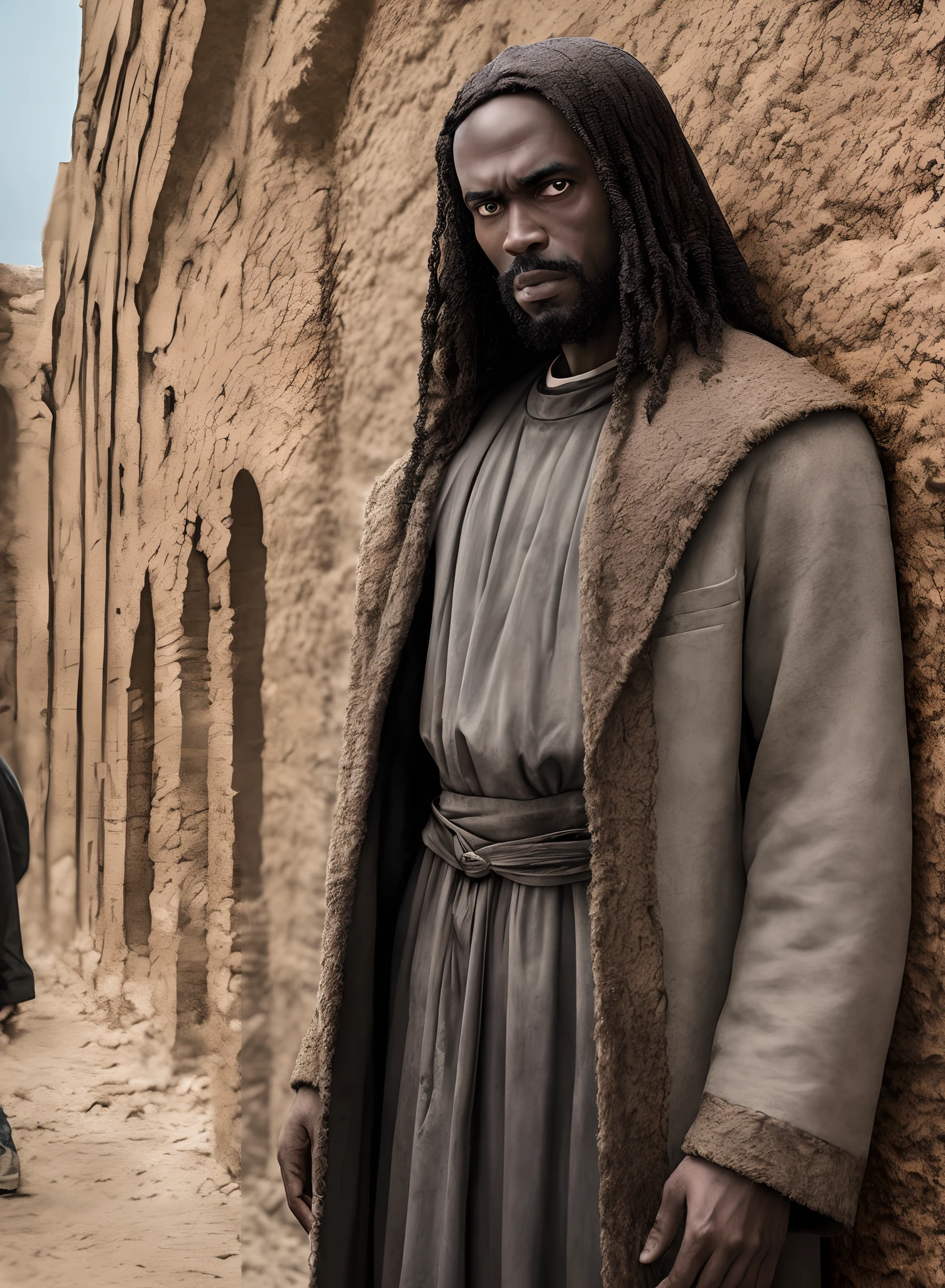 Take a photo of Black Jesus in the most expensive designer clothes in the world hunting a Jordan, HDR, dark shadows, comic, masterpiece, 8k,4k, Hyper resolution, looking at the viewer, Scene in front --auto --s2