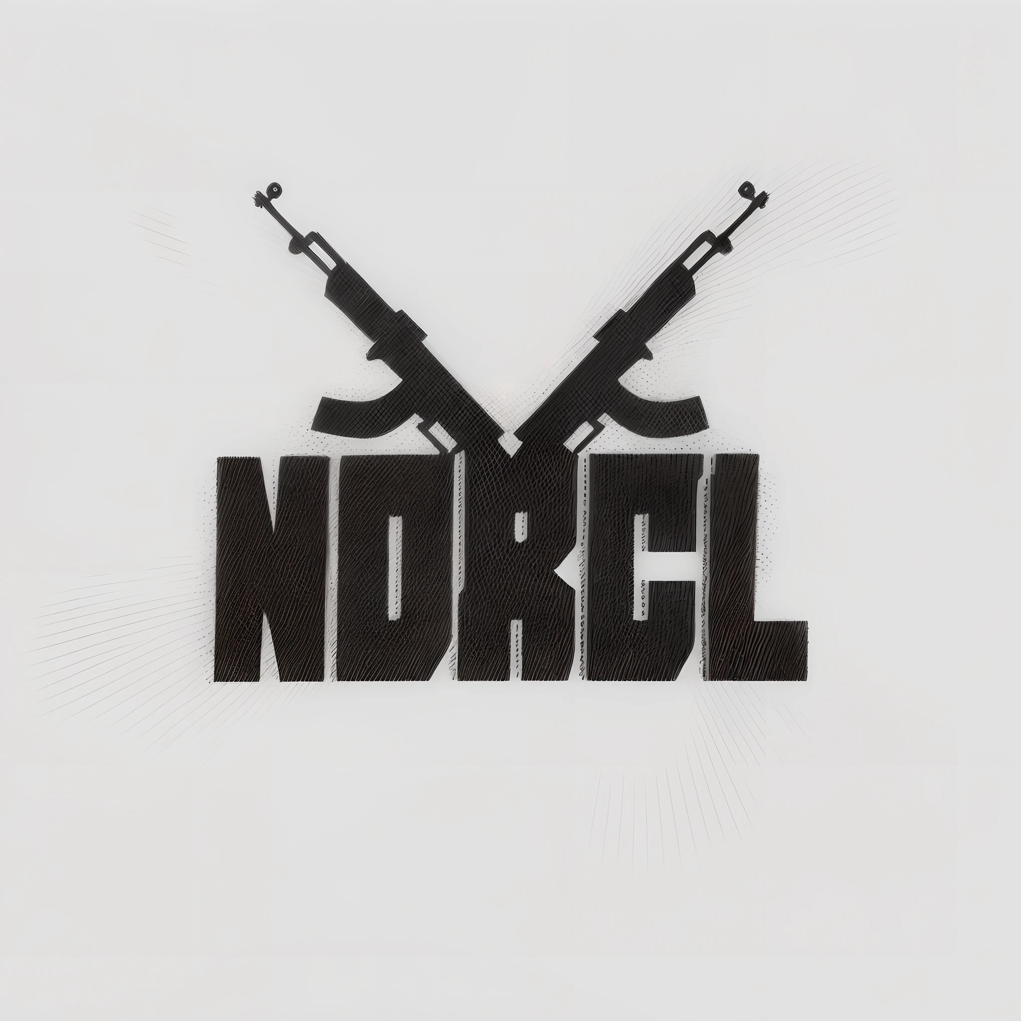 um close up de um logotipo preto e branco com duas armas, Norilsk, dieselpunk cidade de Norilsk, Nordic, Nordic black, Murdoc Niccals |, logotipo da banda de black metal, logotipo do jogo, Neo Norilsk, Norte, noir animation, Directed by: Nora Cundell, logotipo simples, design de personagens do mundo do filme noir, Norse