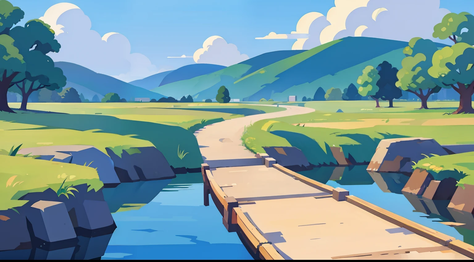 Beautiful park landscape painting
