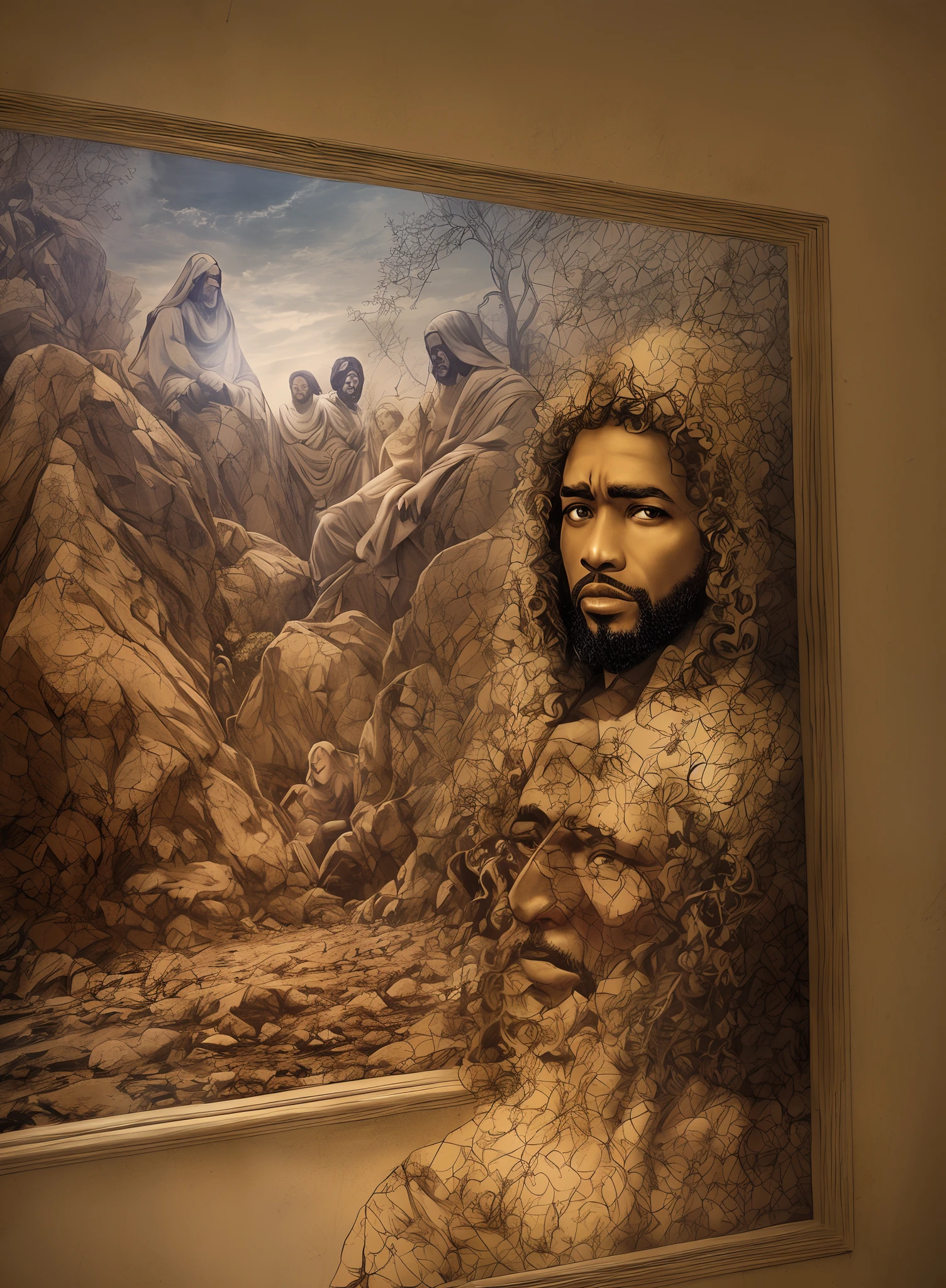 Take a photo of Black Jesus in the most expensive designer clothes in the world hunting a Jordan, HDR, dark shadows, comic, masterpiece, 8k,4k, Hyper resolution, looking at the viewer, Scene in front, Comic Babes. --auto --s2