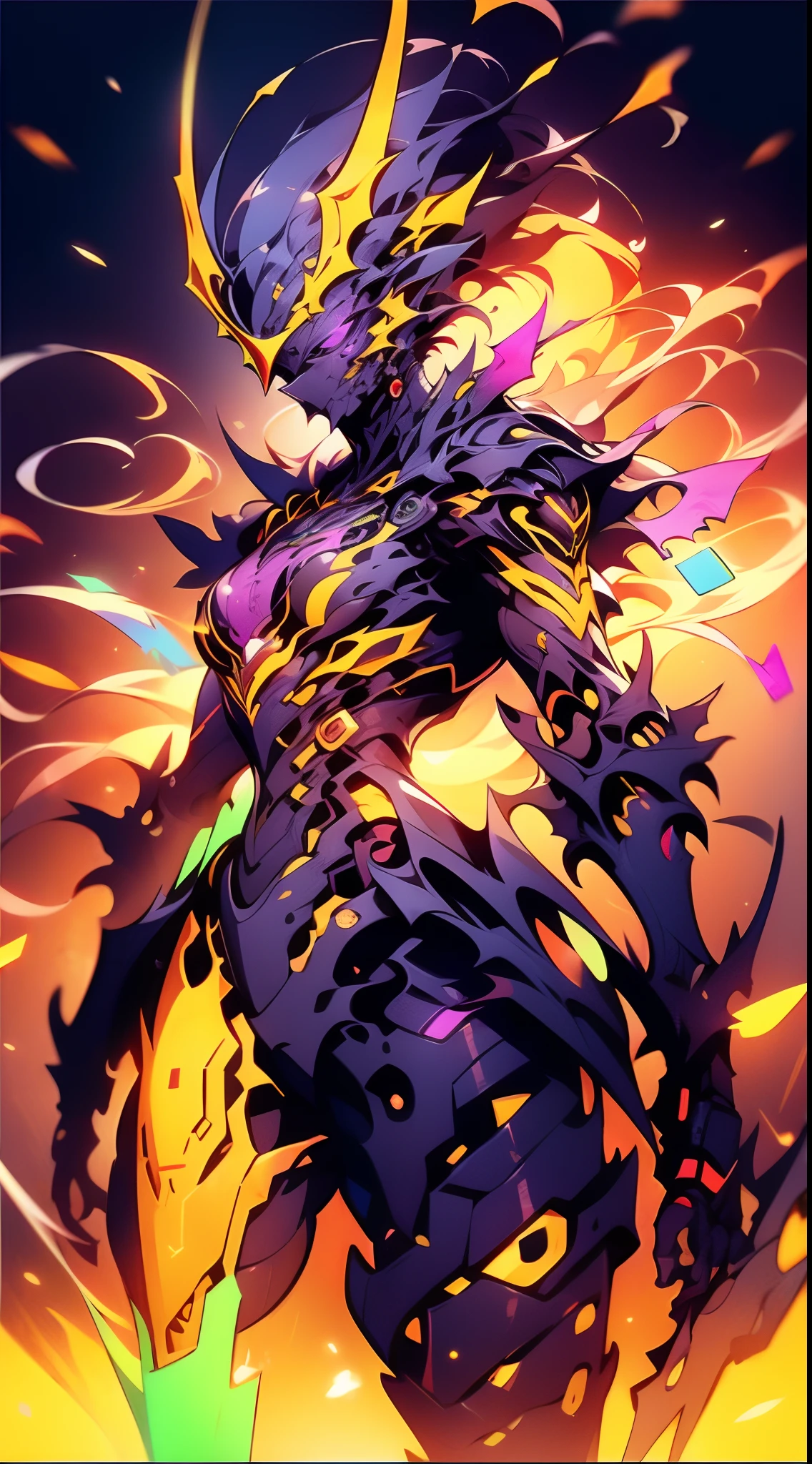 A mech,black long ponytail and waist, V-shaped mechanical helmet, helmet eyes with purple light, wearing a black and purple mech suit,black torn cape swaying in the wind, standing in the purple,, lifelike, best picture quality, highest definition and clarity, original, surrealism, high detail, futurism, action painting, chiaroscuro, ray tracing, motion blur, cowboy lens, Battle pose drawing, layering, holographic display, cyberpunk style,Amazing, finely detail, masterpiece,best quality,official art, extremely detailed CG unity 8k wallpaper,octane render, 8k, best quality, masterpiece, illustration, an extremely delicate and beautiful, extremely detailed ,CG ,unity ,wallpaper,highest quality digital art, Stunning art, wallpaper 4k,8k,64k, HD, unparalleled masterpiece, dynamic lighting, cinematic, epic