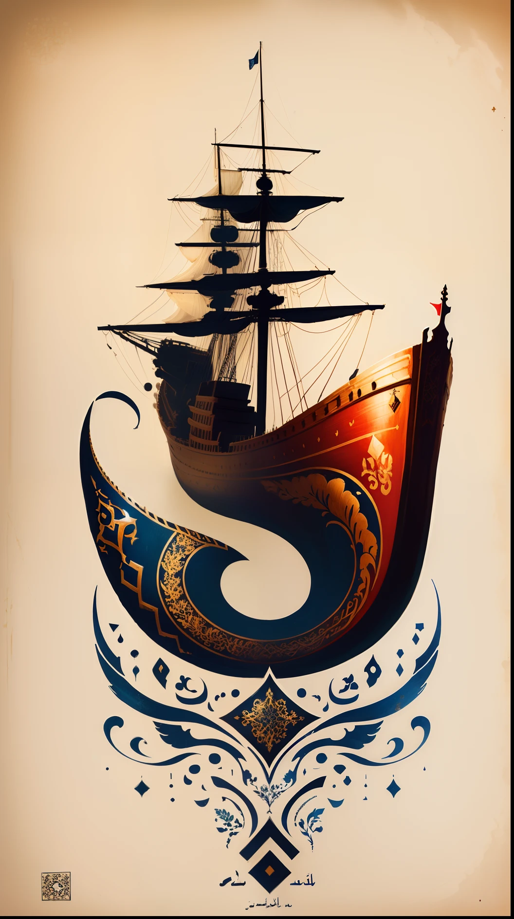 Ship-shaped al ikhlas calligraphy