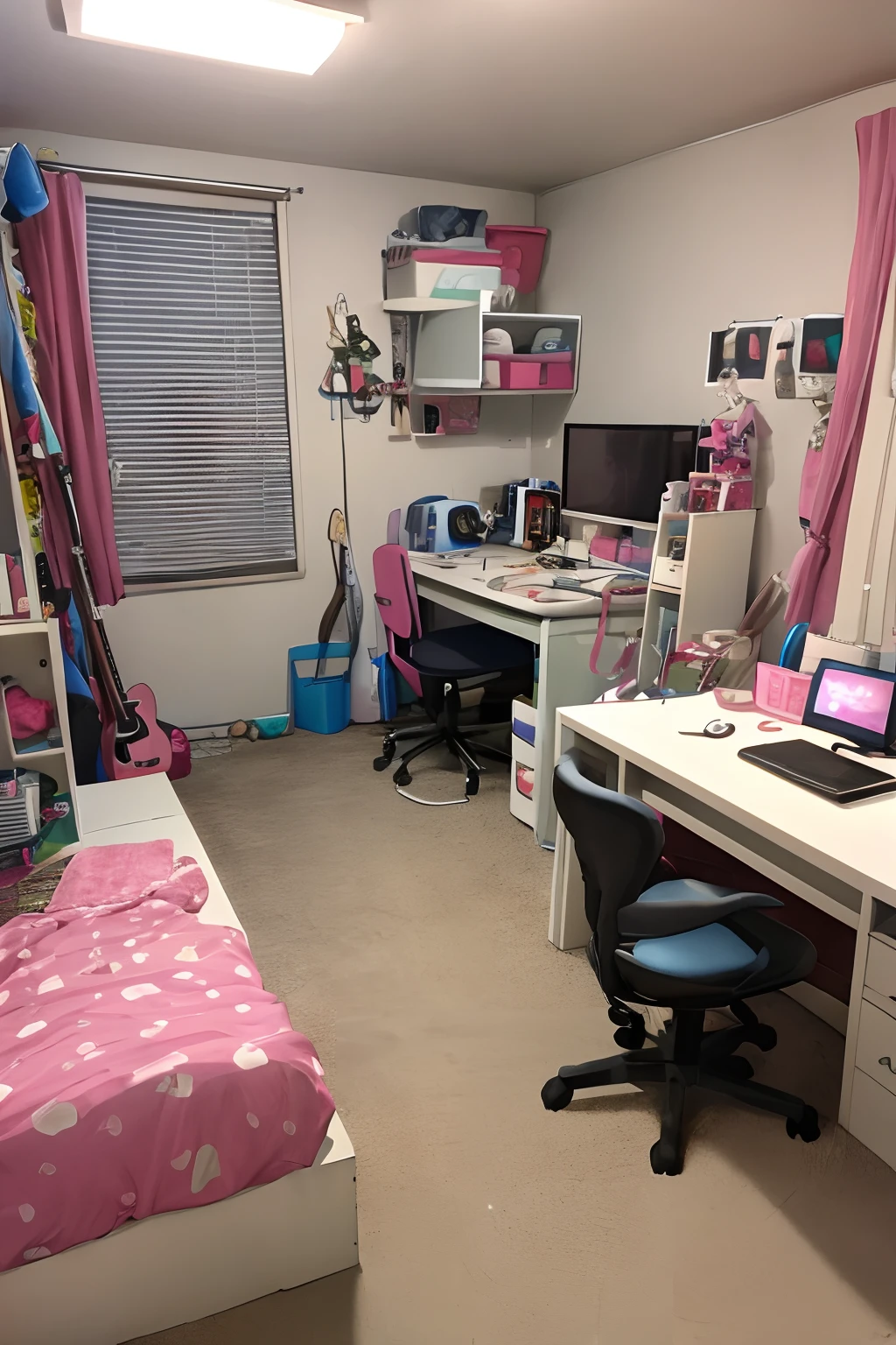 Mobile gaming room,messy room,pink or room,high quality room.