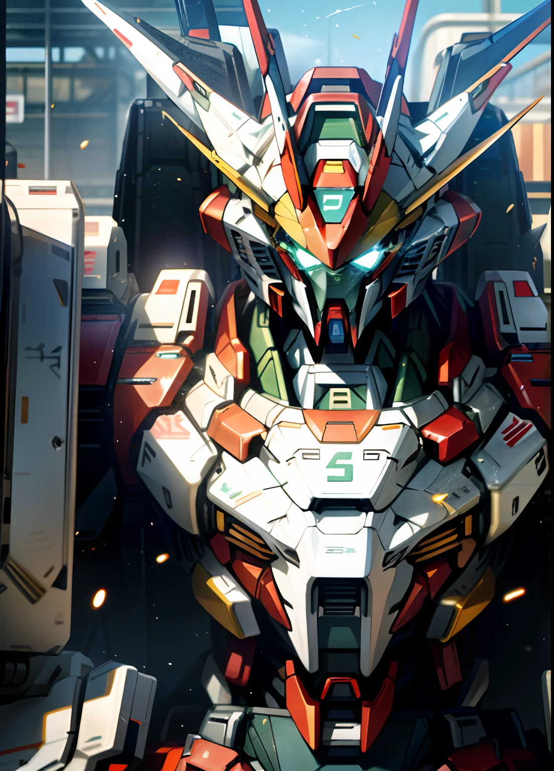 a close up of a robot with a gun in its hand, modern mecha anime, super robot wars, animesque, mecha anime, on a gundam, macross franchise, an anime large mecha robot, battroid mode, mobile suit, giant anime mecha, still from tv anime, today's featured anime still, gundam