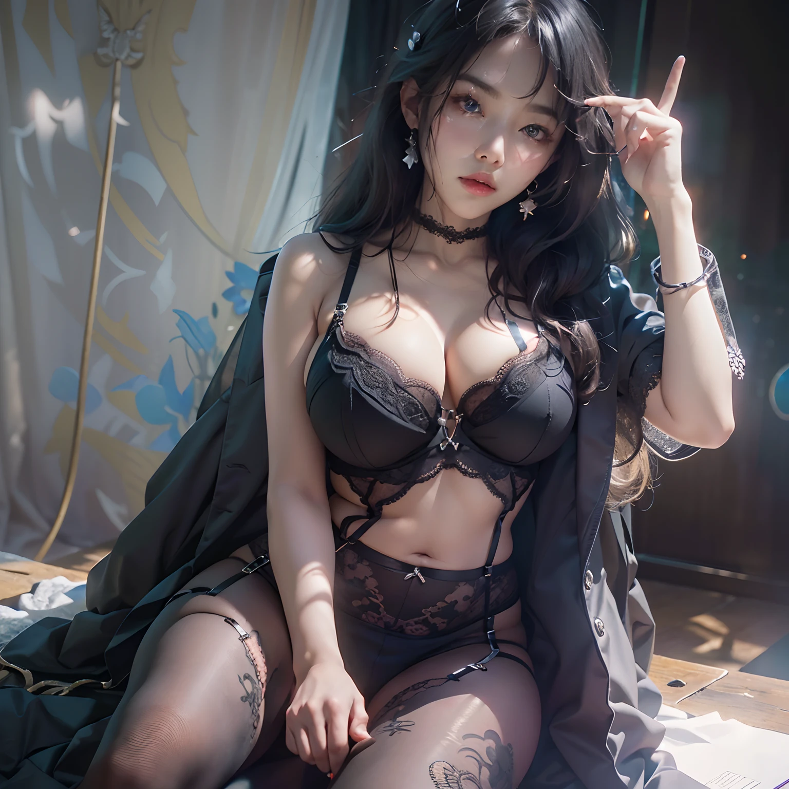 (Double),two women,boobgasm,(8K, RAW photo:1.2) ,(Portrait:1.4),valentine, (Lace suspender underwear, a sultry:1.3), 耳Nipple Ring, Cinematic lighting, Best picture quality, 超高分辨率, (realisticlying:1.3), angle of view ,(Solo :1.1), 1girll, (looking at viewert), (eyeslashes:1.1), (depth of fields:1.1), lens flare glow, (Caustics:1.1),satyr,Curvy body, (Purple skirt),((smallunderboob) ),黑The eye,Black hair,(Ulzzang-6500:1.2),(evening formal robes),full bodyesbian,