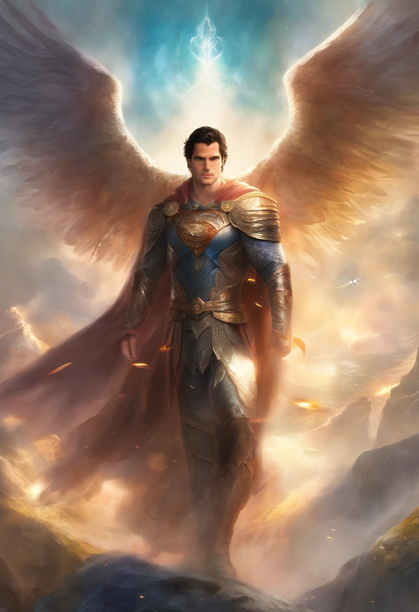 Henry cavill como um anjo,Pure mystical being. Olhos claros e asas de anjo