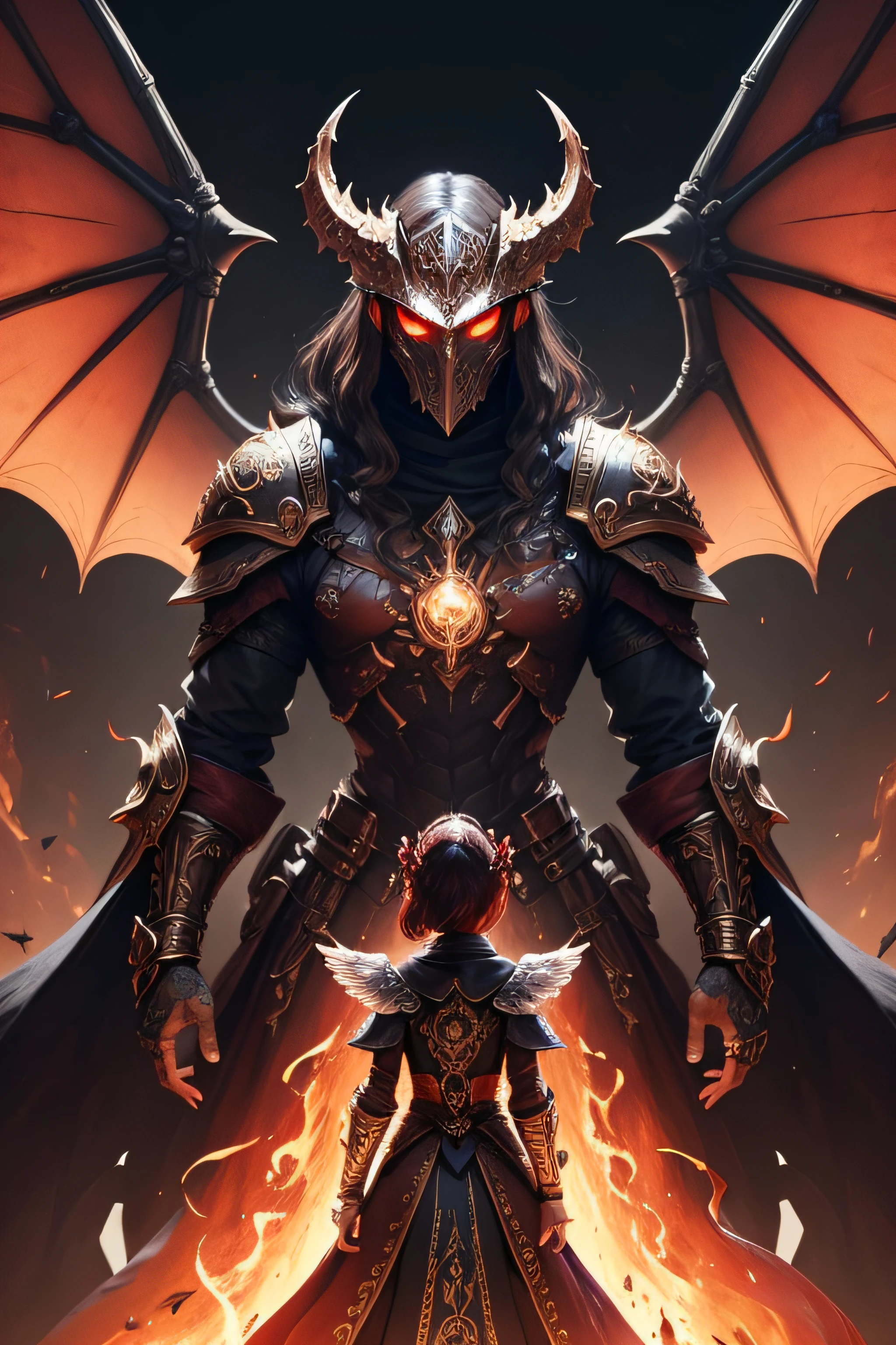 ((A hydra with 3 heads)), with ((6 pairs of wings)) and more than ((12 legs)) and with a huge tail that is bigger than itself; a sharp-shaped draconic tail, its body is covered in armor of brown and other fiery-red scales, and the skin underneath is a coppery red and full of scars, But it has scale helmets, One covers the entire face of a of the heads One covers the entire burnt side of one of the heads And the other head has no scales, master piece, cinematic 8k, wallpaper Book Cover [rhyme work, best quality, still film, Dark, Dark lighting,(Absurd , High, ultra detailed), extremely detailed CG unit 8k wallpaper, intricate details, (style-swirlmagic:0.8), (Warhammer Fantasy Theme:1.1) Sinster, focus