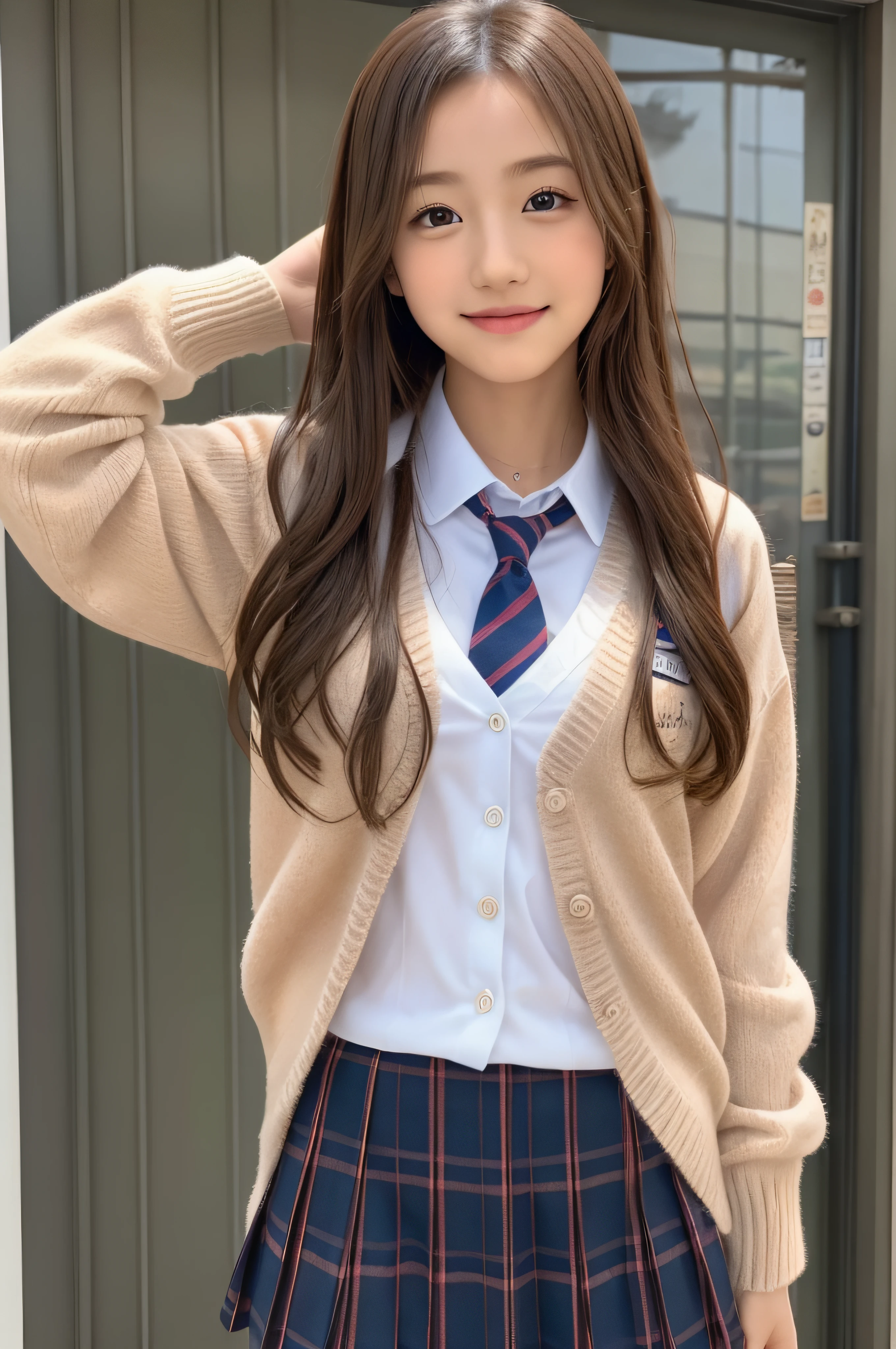 (Masterpiece:1.2, high quality), wearing underwear, panties, loose socks, black hair, buttocks, brown eyes, blue skirt, solo, blazer type school uniform, panties, loose socks, black hair, lifting clothes, brown eyes, blue skirt, pure gaze, school uniform, miniskirt, herself lift, plaid skirt, kawaii, blush, a smile, (sweat), Long hair, Physical education sitting, beauty legs, Schools