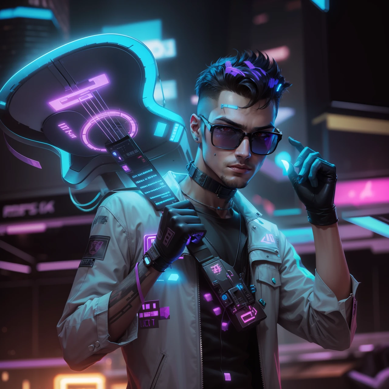 Change background, cyberpunk handsome boy