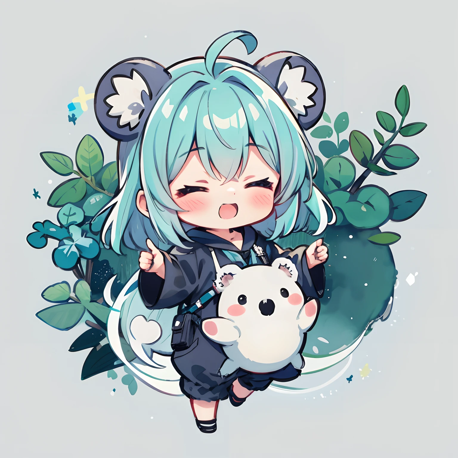 anime girl with blue hair holding a white cat in her hands, Trending in ArtStation pixiv, koala, pixiv, Top Rated on pixiv, Cute art style, pixiv style, cute artwork, anime moe art style, Cute Anime, Pixiv Contest Winner, Digital art at Pixiv