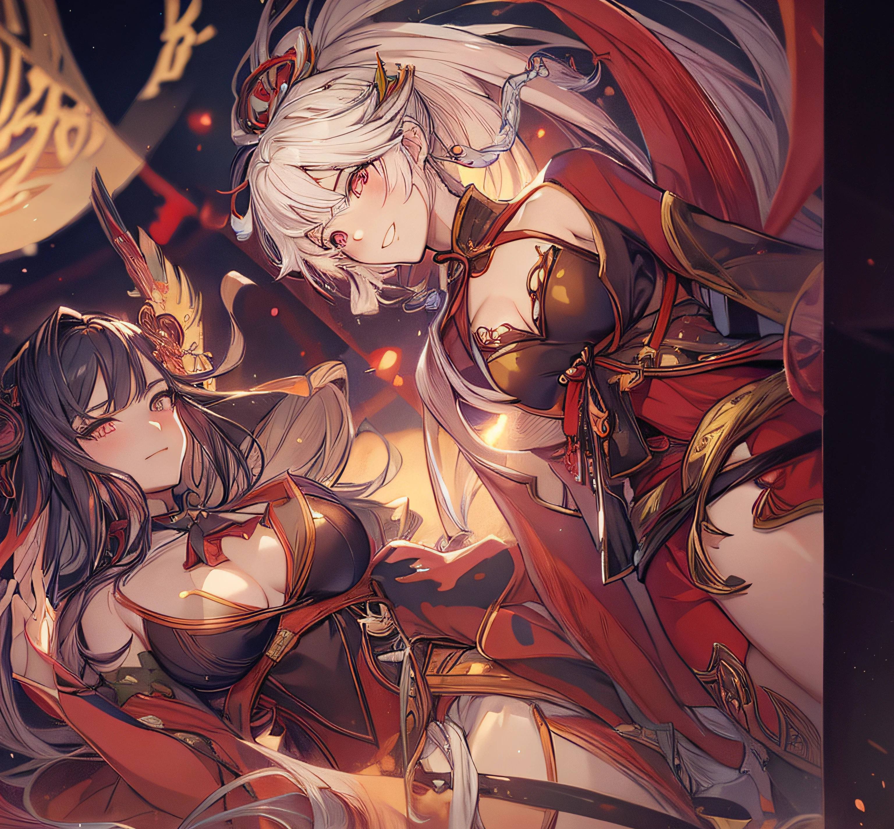 Two women in oriental clothes standing in front of mirror, two beautiful anime girls, guweiz, artwork in the style of guweiz, kawacy, Anime Girls, krenz cushart and wenjun lin, epic tale of the twin sisters, Trending on CGSTATION, anime cover, by Yang J, Two girls, sisterhood