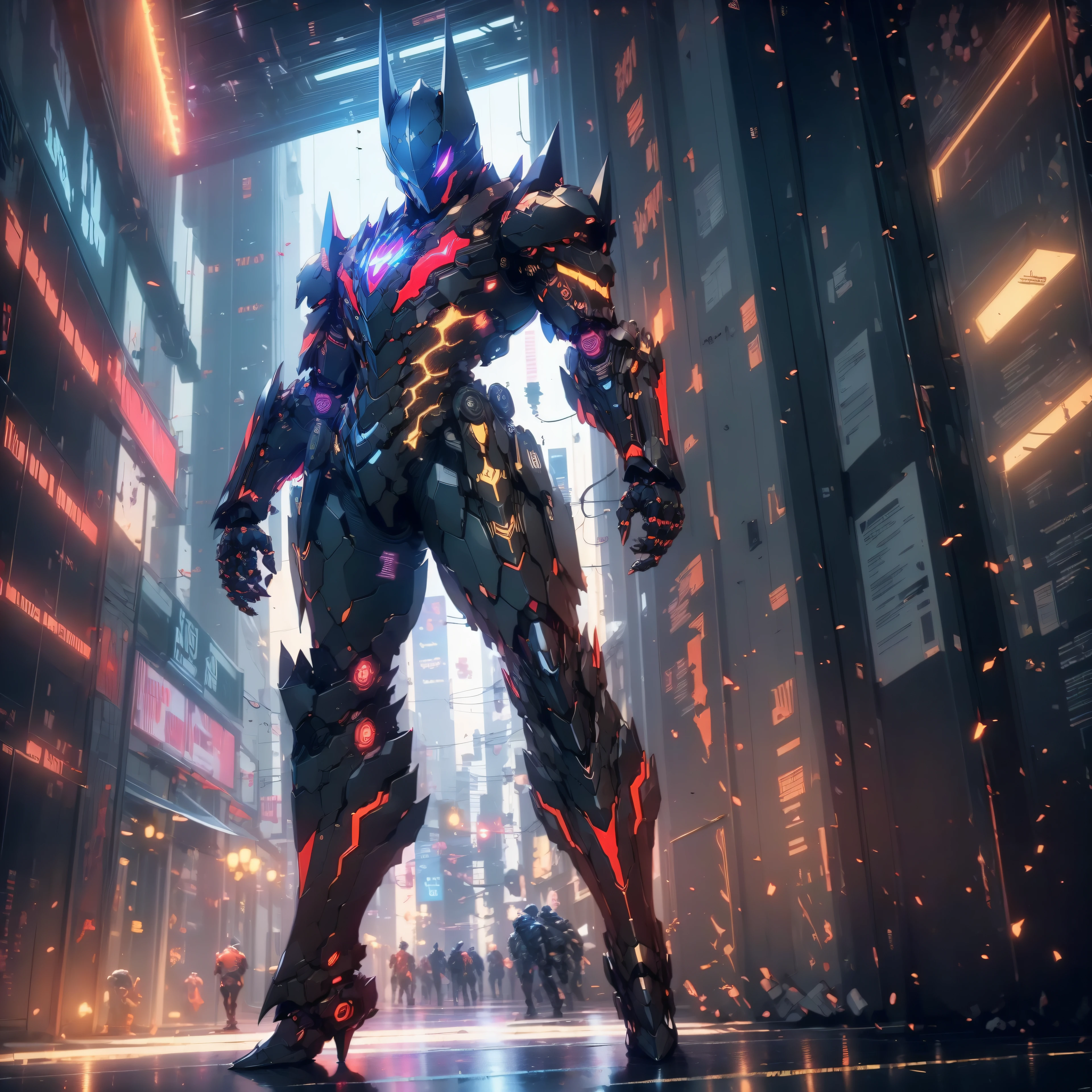 (best quality,highres,masterpiece:1.2),ultra-detailed,realistic,carbon fiber,batman in robotic suit,beautiful detailed eyes and face,strong jawline,red and black,night,cityscape,glowing neon lights,stealthy shadows,menacing atmosphere,heroic stance,powerful,technological,action-packed,moody lighting,dynamic composition,vivid colors,sharp focus,detailed textures,urban landscape,dark silhouette,emblematic symbol,bat signal illuminating the sky,impressive craftsmanship,sci-fi aesthetic,high-tech gadgets,glossy finish,imposing presence,batmobile in the background,highly detailed bionic exoskeleton,fluid movement,elegant pose, batman arkham knight in a red and black suit, batman beyond, batman mecha, in batman : arkham knight, cyberpunk batman, black and red armor, black octane render, black and red reflected armor, 3d digital art 4k, unreal engine 4k wallpaper, wallpaper 4k, wallpaper 4 k, 4k detailed digital art, dwayne johnson as batman