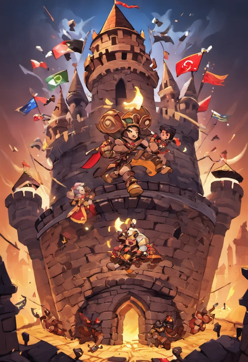 anthill made in the shape of ottoman castle with arches and flags waving from the rooftops