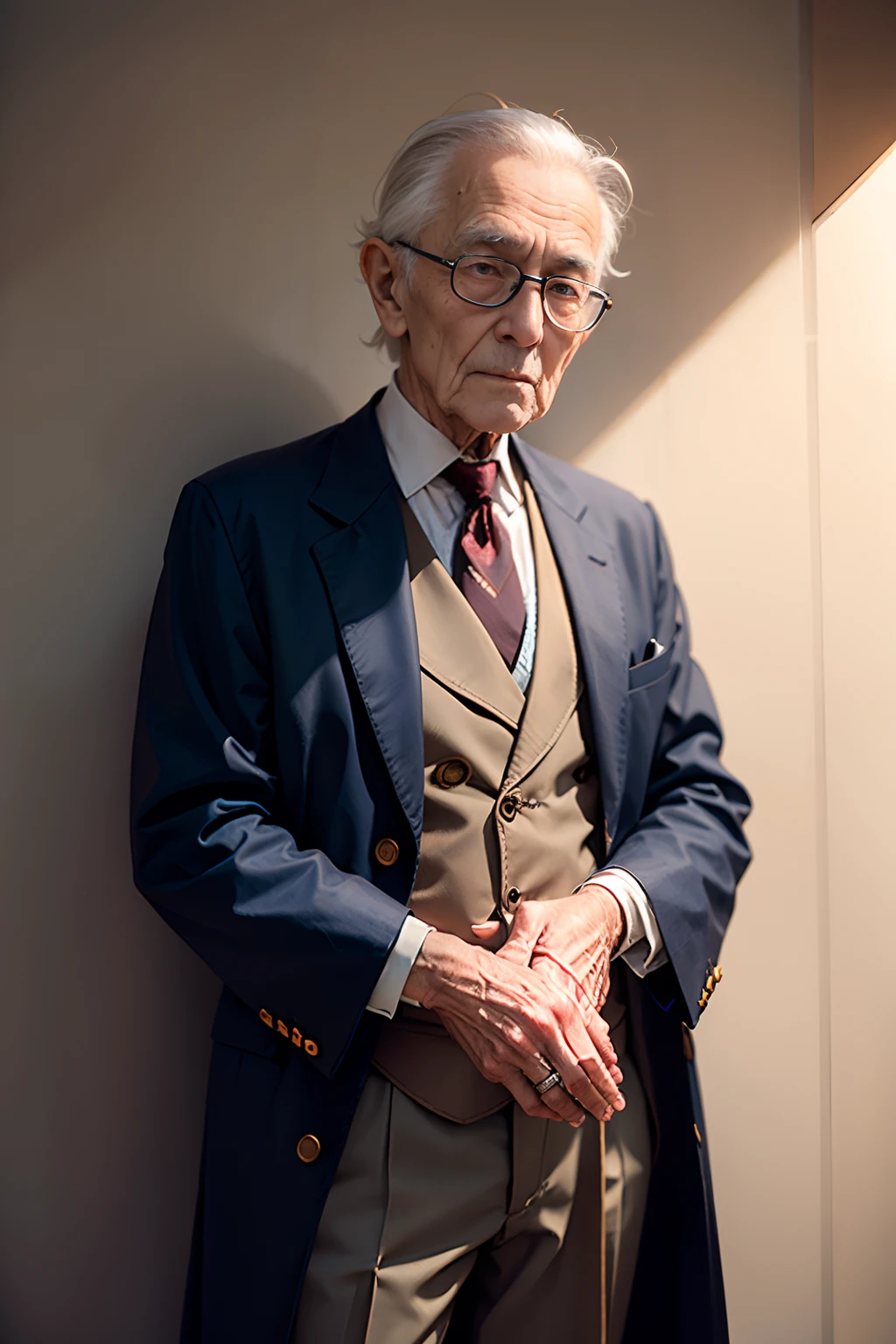 An old wise man dressed in simple clothes