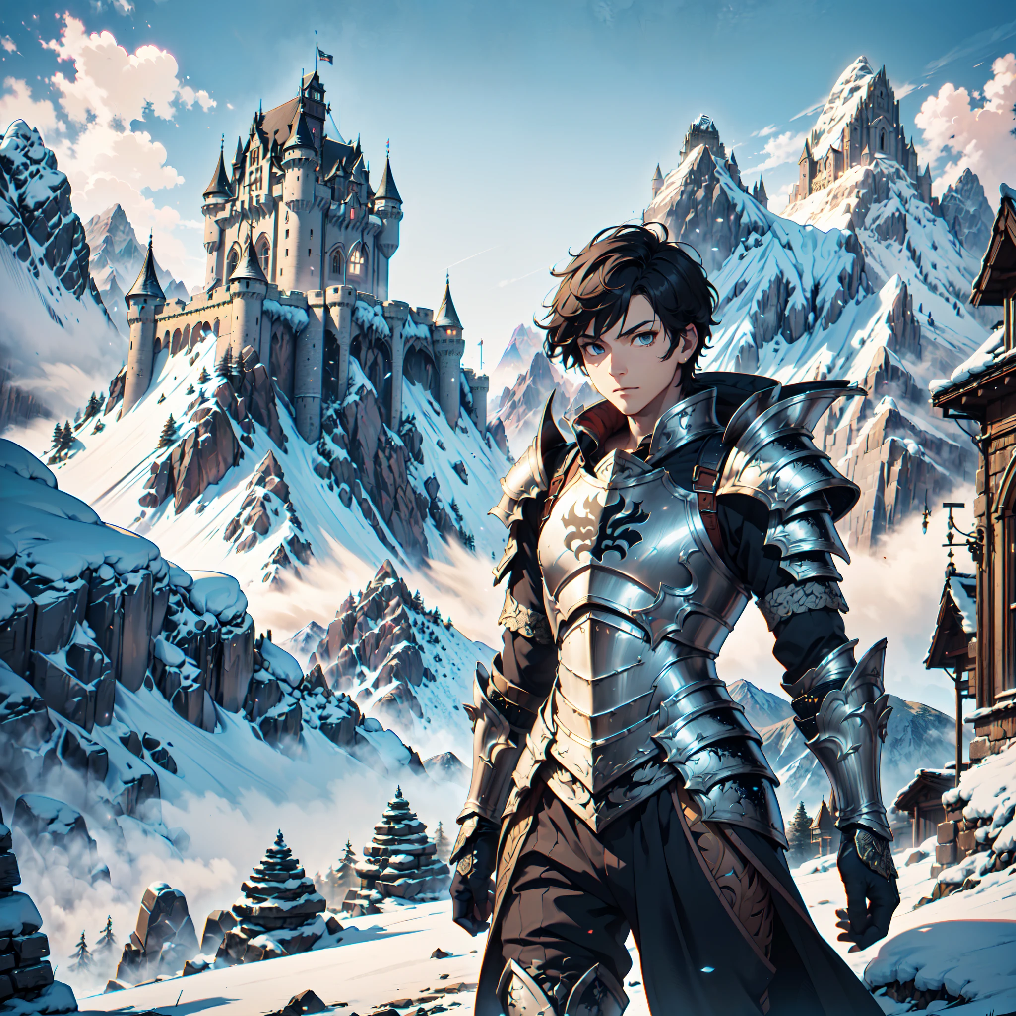 128K Resolution,
Ultra High Definition,
Best Quality,
Hyper Detailed,
Precisely Designed,
Masterpiece,
Body Shot,
Anime,
1 Boy,
Short Hair,
(((Hyper Detailed Armor Plates))),
(((Hyper Detailed Undershirt))),
(((Hyper Detailed Baron Armor))),
(((Mountain Castle Background Scenery))),
