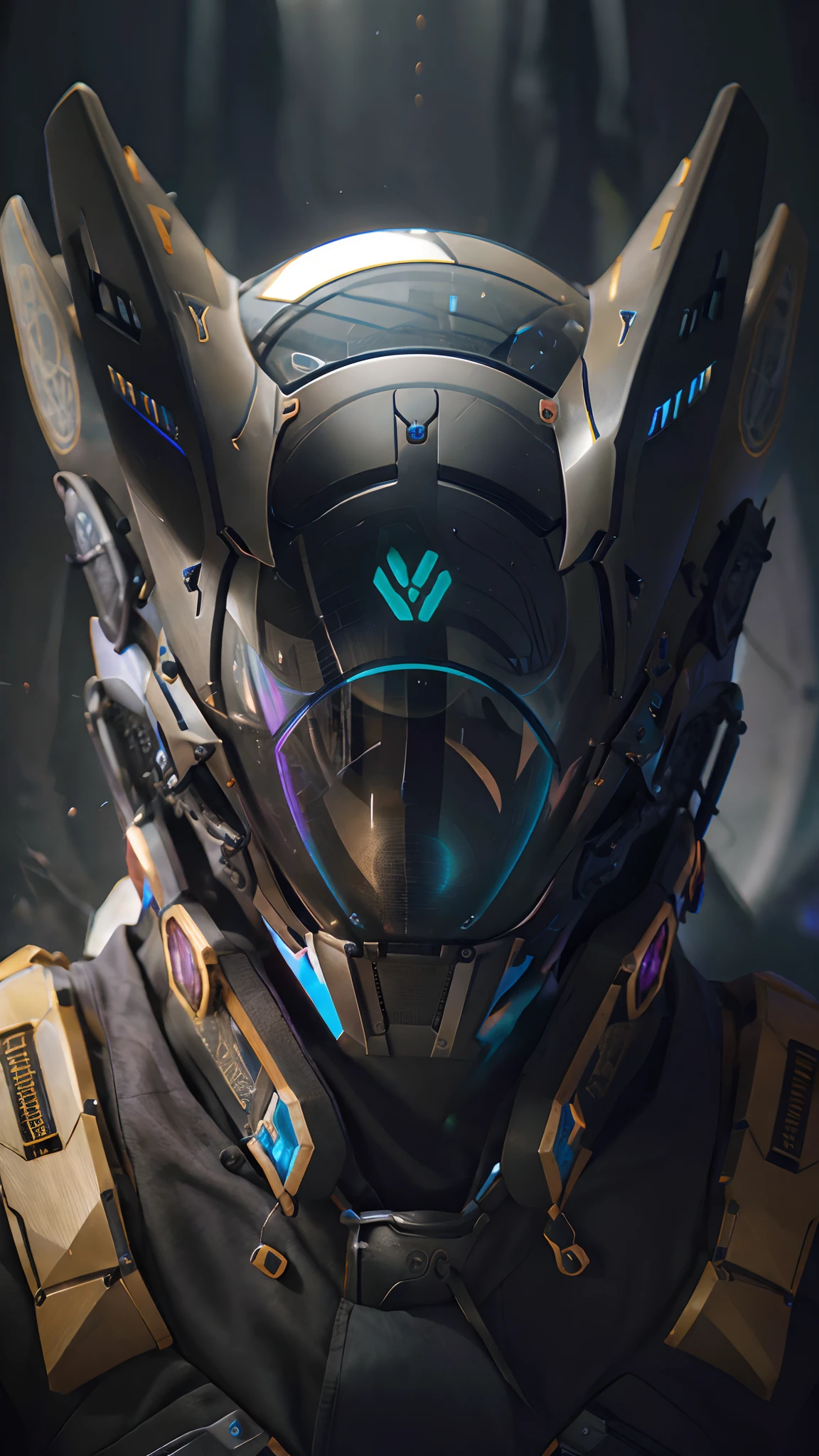 (best quality,highres),multihorned scifi helmet,intricate designs,symmetry,ultra-detailed,hyperdetailed,portraits,colorful,studio lighting,vivid colors,physically-based rendering,sharp focus,sci-fi