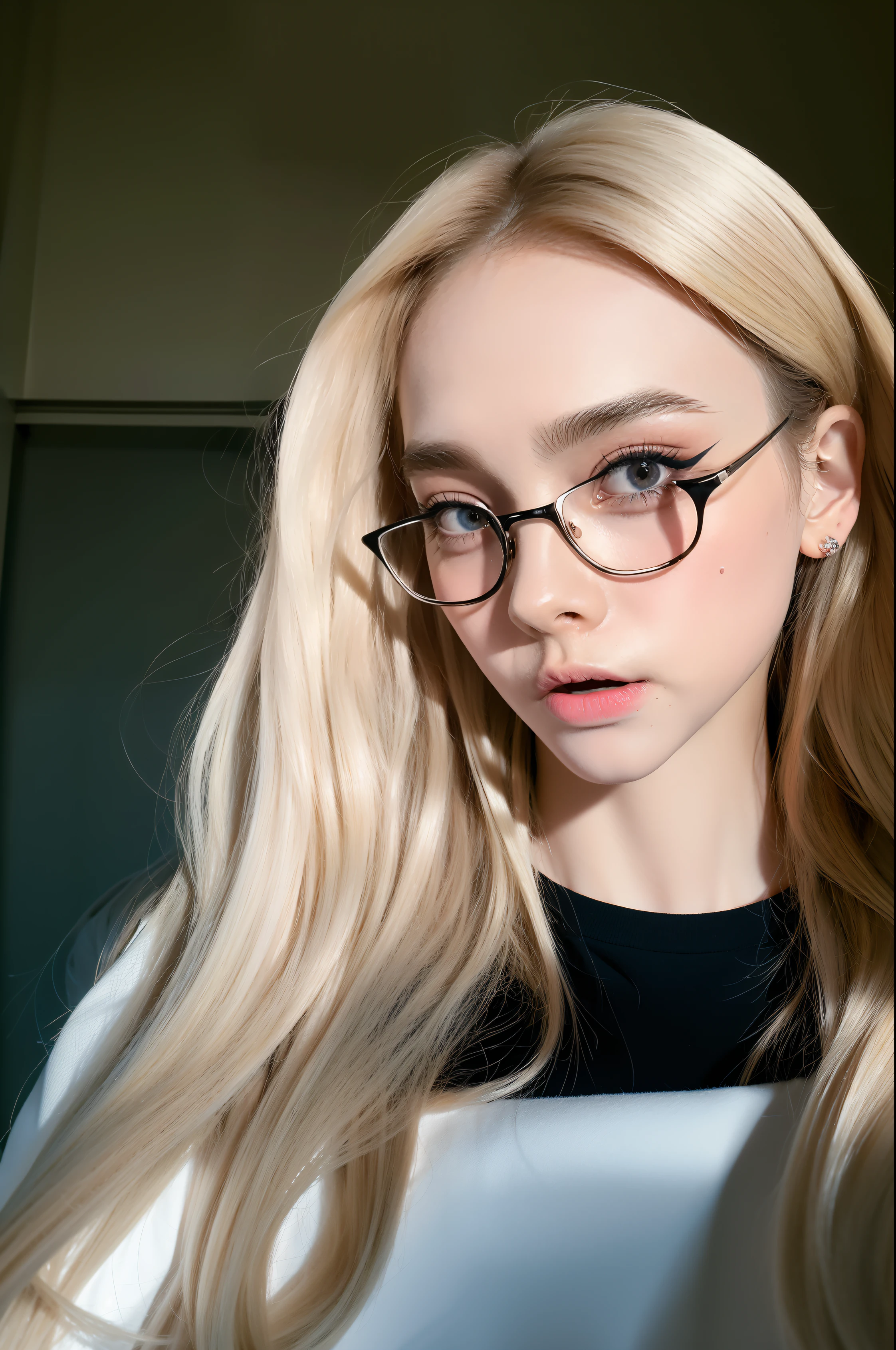 RAW,, Nikon Z 85mm, award-winning glamor photography, ((best quality)), ((masterpiece)), ((realistic)), beautiful russian woman, black lace dress, white skin, 18 years old, ((long blonde hair:1.3)),glasses, hazel eyes, perky huge breasts, sitting in the bed, eiffel tower in the background, ((huge breasts)), innocent, intricate details, highly detailed, sharp focus, professional, 4k, divine rays, hand model, stunning blue eyes, small, delicate, innocent, high resolution, detailed facial features, high detail, sharp focus, soft , aesthetic, extremely detailed, photo_\(ultra\), photorealistic, realistic, post-processing, maximum detail, roughness, real life, ultra-realistic, photorealism, photography, 8k uhd, photography, SEMHOUETTE light, russian face