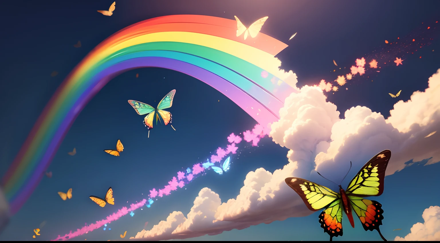 Lots of rainbow-winged butterflies flying in flocks々 --auto