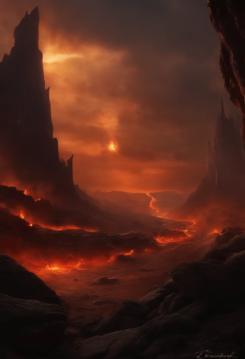 , paisagem do inferno, O fundo do inferno, A batalha final no inferno, Apocalyptic landscapes!!!!!, Mustafar, The Ruins of Hell, ! Apocalyptic landscapes!!, Soberbo D & D A Arte do Sol Escuro, Portas do Inferno, Portas do Inferno, arte conceitual de world of warcraft.