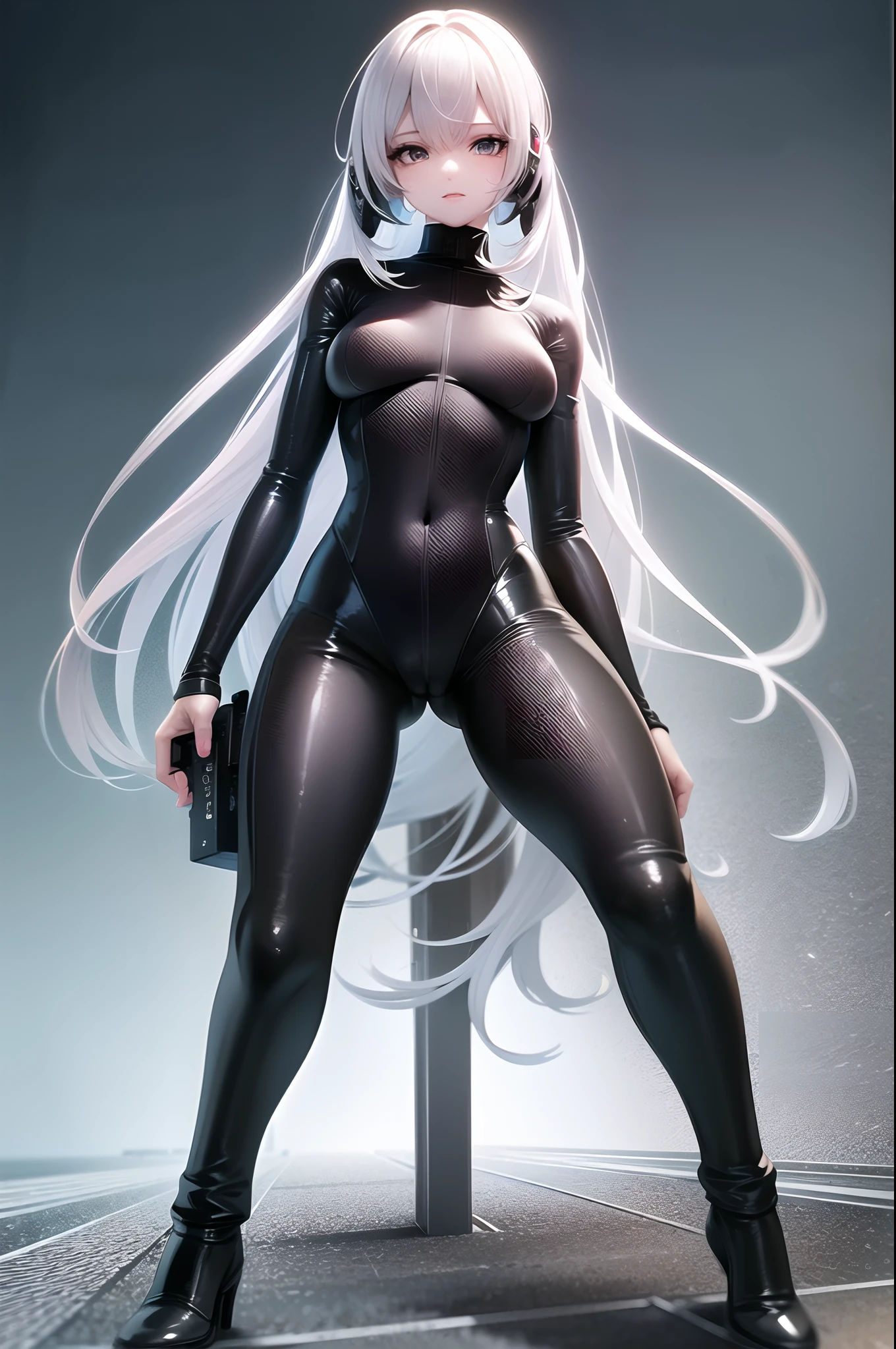 extremely detailed CG unified 8k wallpaper, very fine 8KCG wallpaper, absurderes, Best Quality ultra-detailliert,Beautiful face,masterpiece,Show from head to waist,a girl is standing,top-quality,(masterpiece), top-quality, 1girl in,hatsune miku,futuristic bodysuit,((cyberpunk city background,