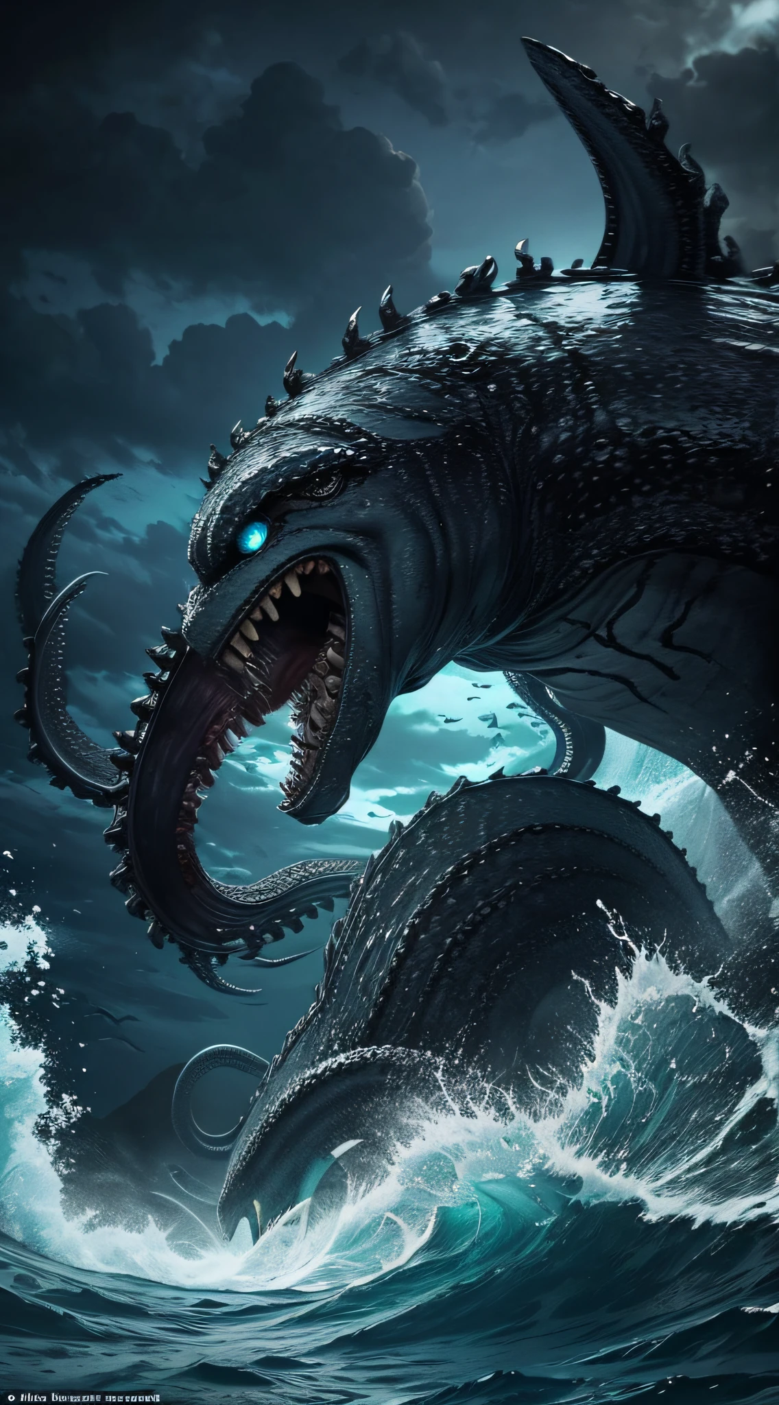 Generate an image showing the Kraken emerging from the depths of the ocean during a covert operation."