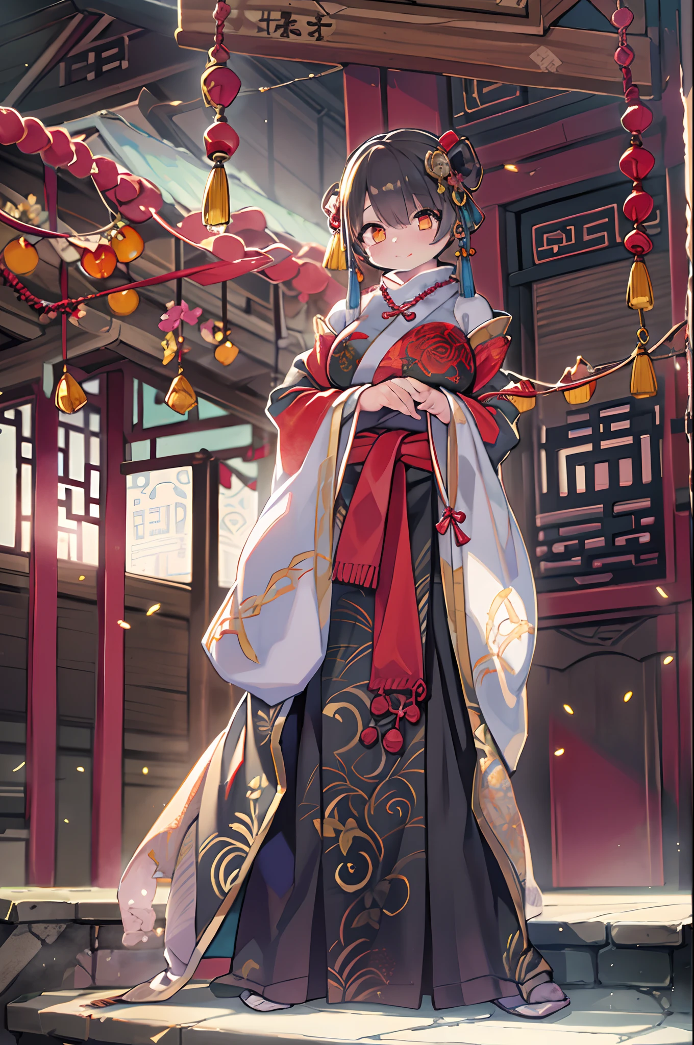 Best Quality, masutepiece, hight resolution, 1girl in, china hanfu,Background of Chinese Architect, red scarf, Hair Ornament,Necklace, Jewelry,Beautiful face,Inserting a into the_Body, Tindall Effect,Photorealistic, Dark Studio, Rim lighting, two tone lighting,(High detailed skin:1.2), 8K UHD, Digital SLR, Soft lighting, High quality, Volumetric lighting, Candid, photograph, High resolution, 4K, 8K, Bokeh,Red china clothes