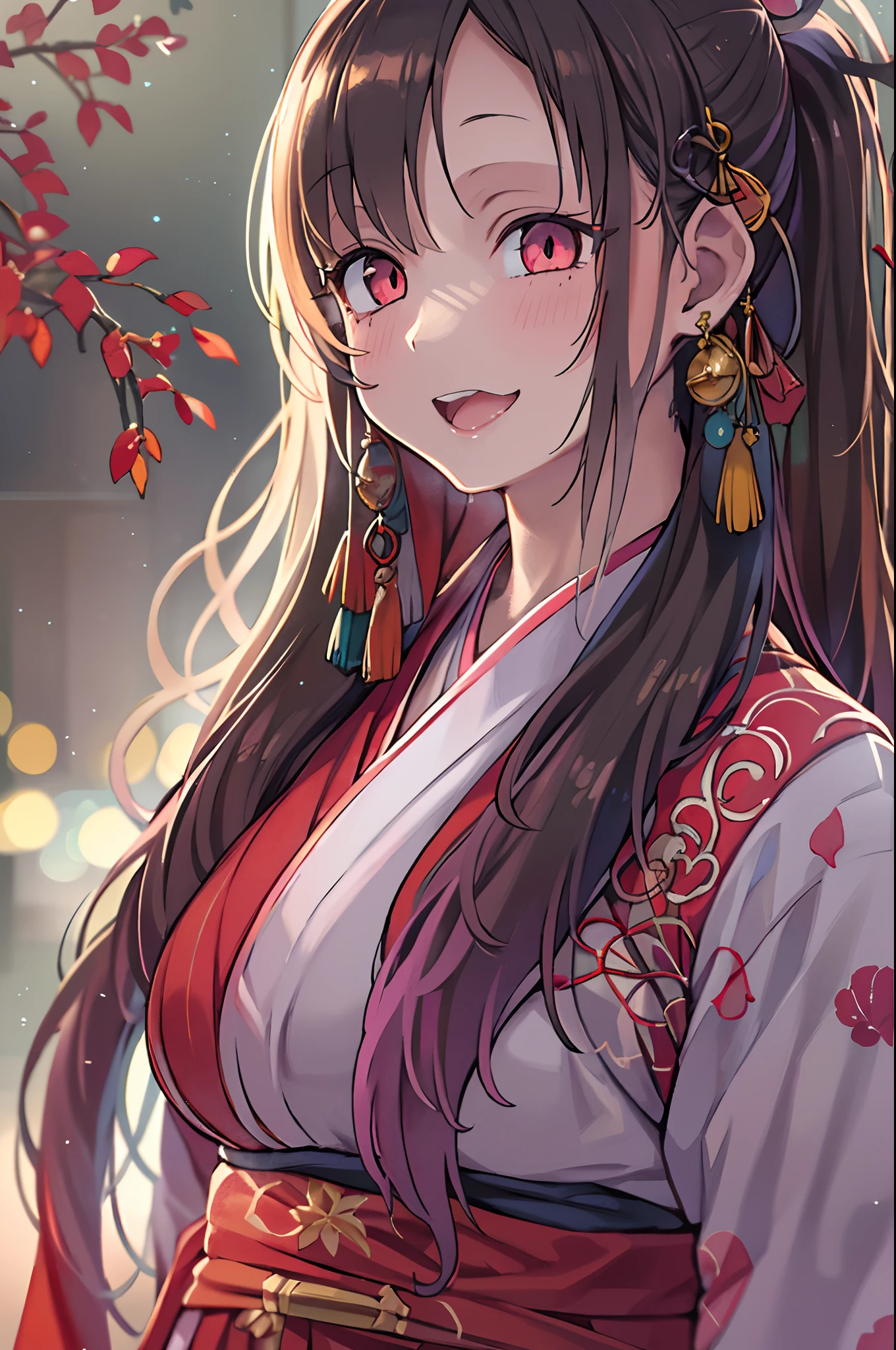 Best Quality, masutepiece, hight resolution, 1girl in, china hanfu,Background of Chinese Architect, red scarf, Hair Ornament,Necklace, Jewelry,Beautiful face,Inserting a into the_Body, Tindall Effect,Photorealistic, Dark Studio, Rim lighting, two tone lighting,(High detailed skin:1.2), 8K UHD, Digital SLR, Soft lighting, High quality, Volumetric lighting, Candid, photograph, High resolution, 4K, 8K, Bokeh,Red china clothes