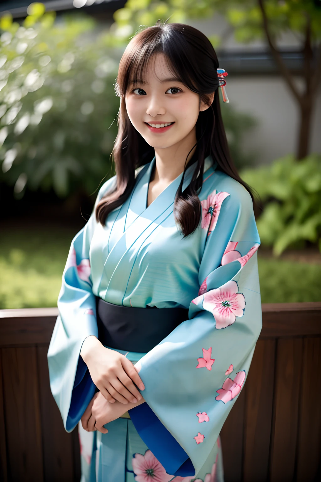 masterpiece, highres, best quality, 1girl solo, kamisato_ayaka, smile, kimono