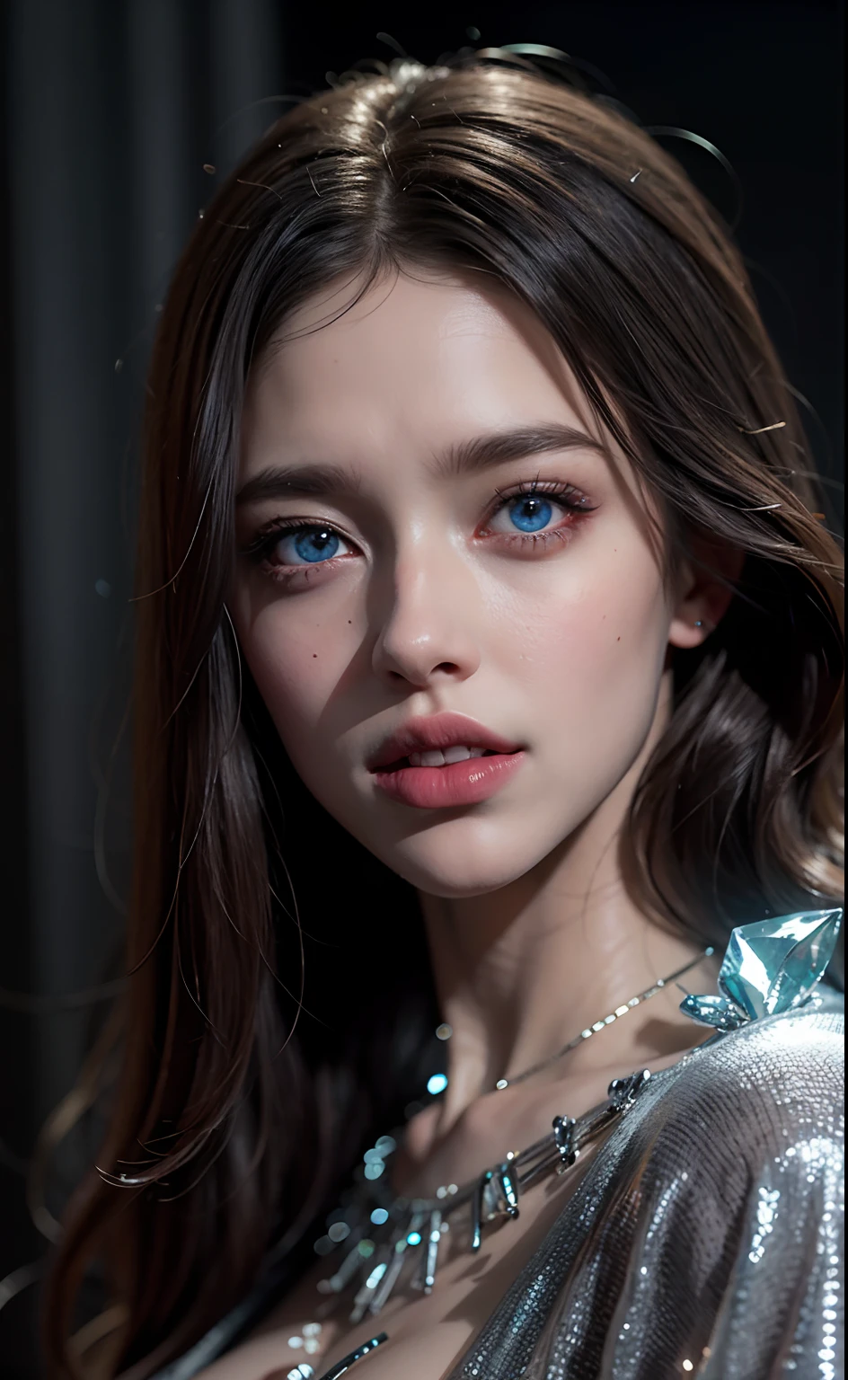 Hyper realistic super detailed Dynamic shot master piece scene of Very Beautiful européenne Princesse crystal glowing eyes face sexy eyes sexy Mouth glowing crystal eyes sexy Mouth