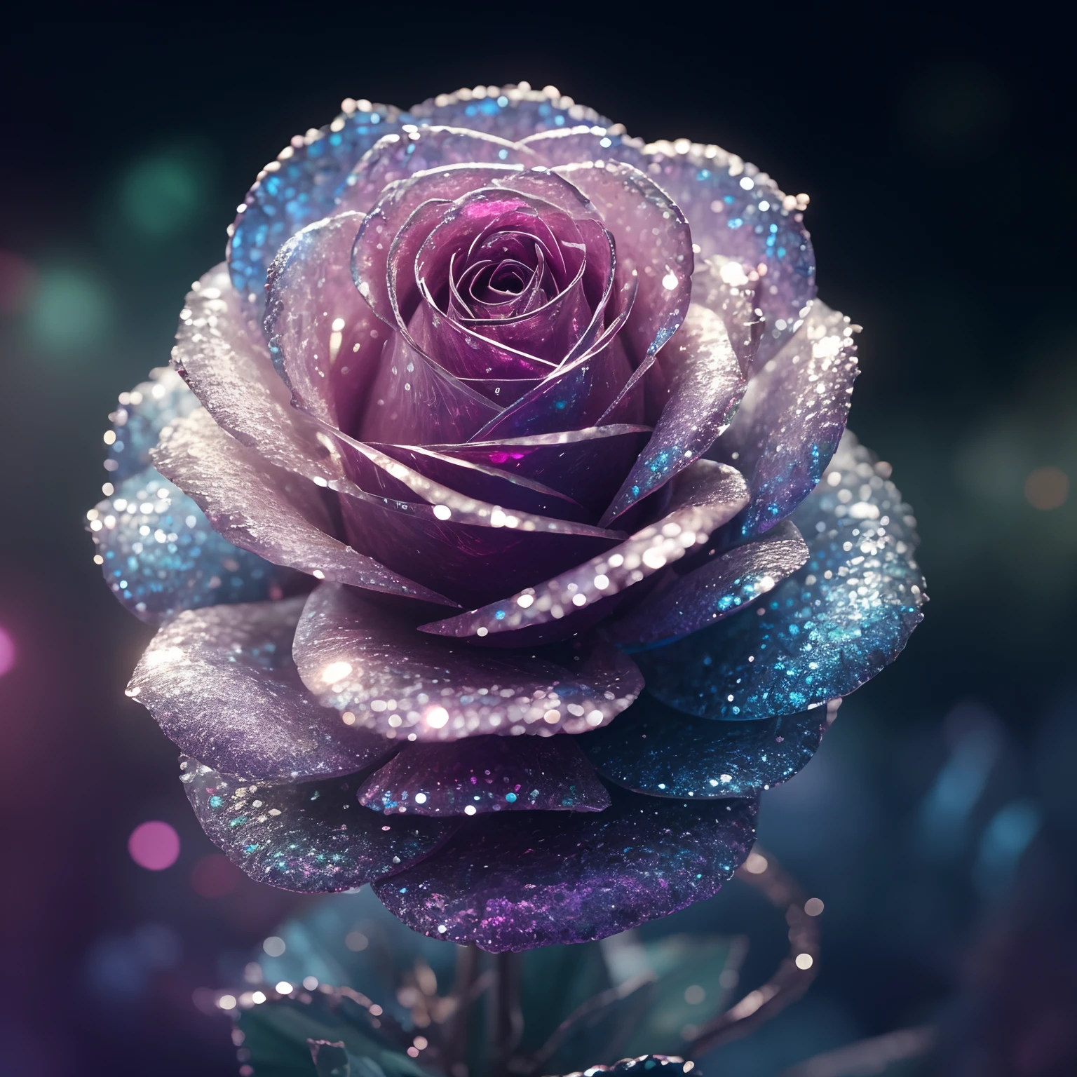 Crystal Rose, Fanciful, intergalactic, cleanness, kirakira, kirakira, Gorgeous, Colorful, amazing photo, dramatic lighting, photorealisim, ultra - detailed, 4K, depth of fields, hight resolution