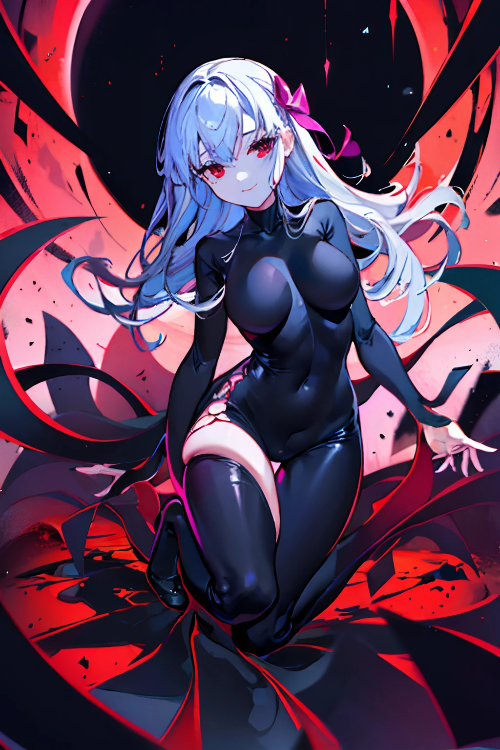 Black full body suit 5 girl seductiv a smile succubus crawl