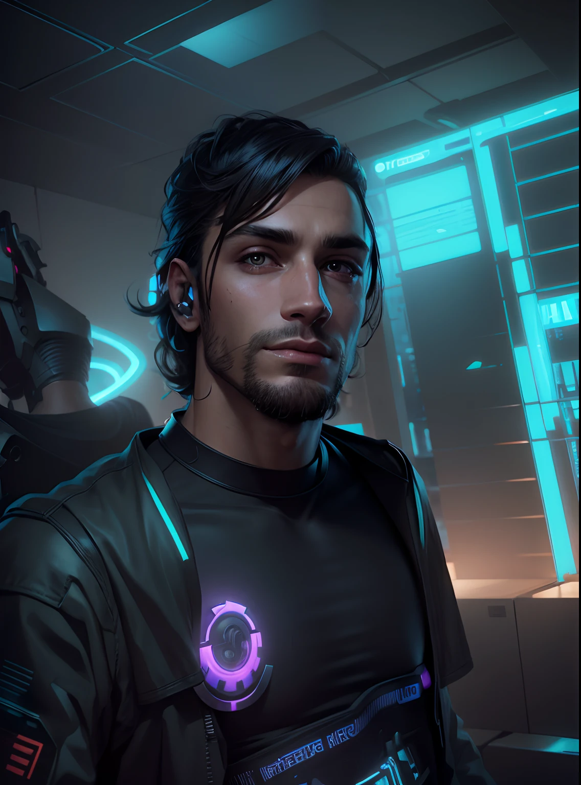 Change background cyberpunk handsome boy, realistic face,  8k ultra realistic,