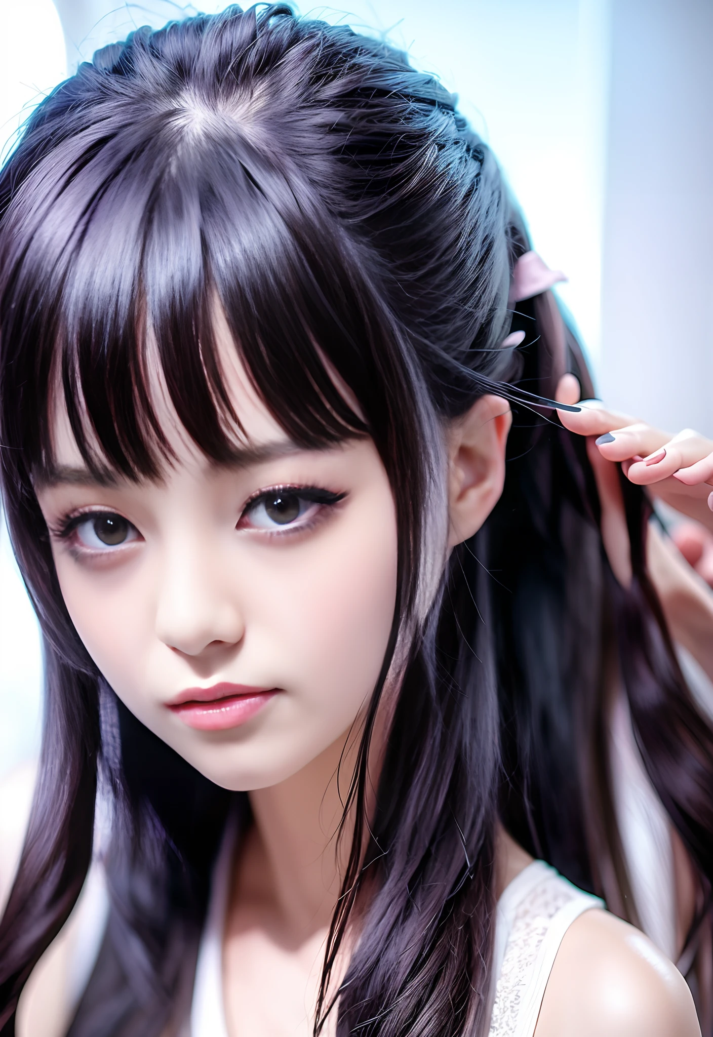 Black hair long neat and clean beautiful girl