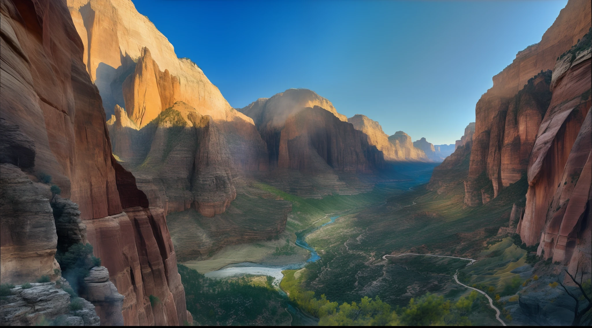 canyon landscape,A river runs through it, Breathtaking landscapes, an amazing landscape image, Stunning scenery, Majestic nature, canyons, Incredibly beautiful, very very beautiful scenery, gorgeous scenery, Stunning landscape, beautiful epic vista, beautiful natural rim light, sunset in a valley, epic scenic shot, stunning vista, the planet is warm with canyons