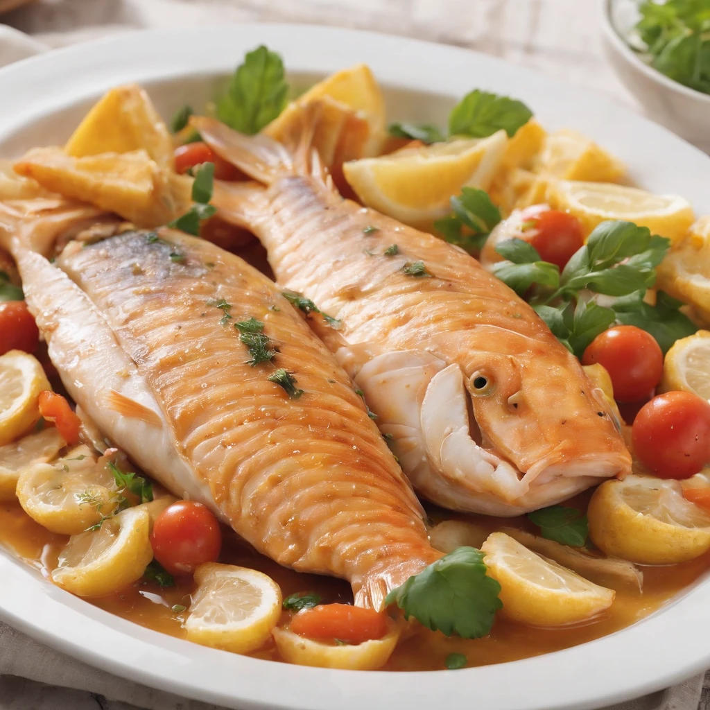Combining fish and chicken in one dish, high detailed, photography, extremely detailed, food, dish, delicious, yummy,